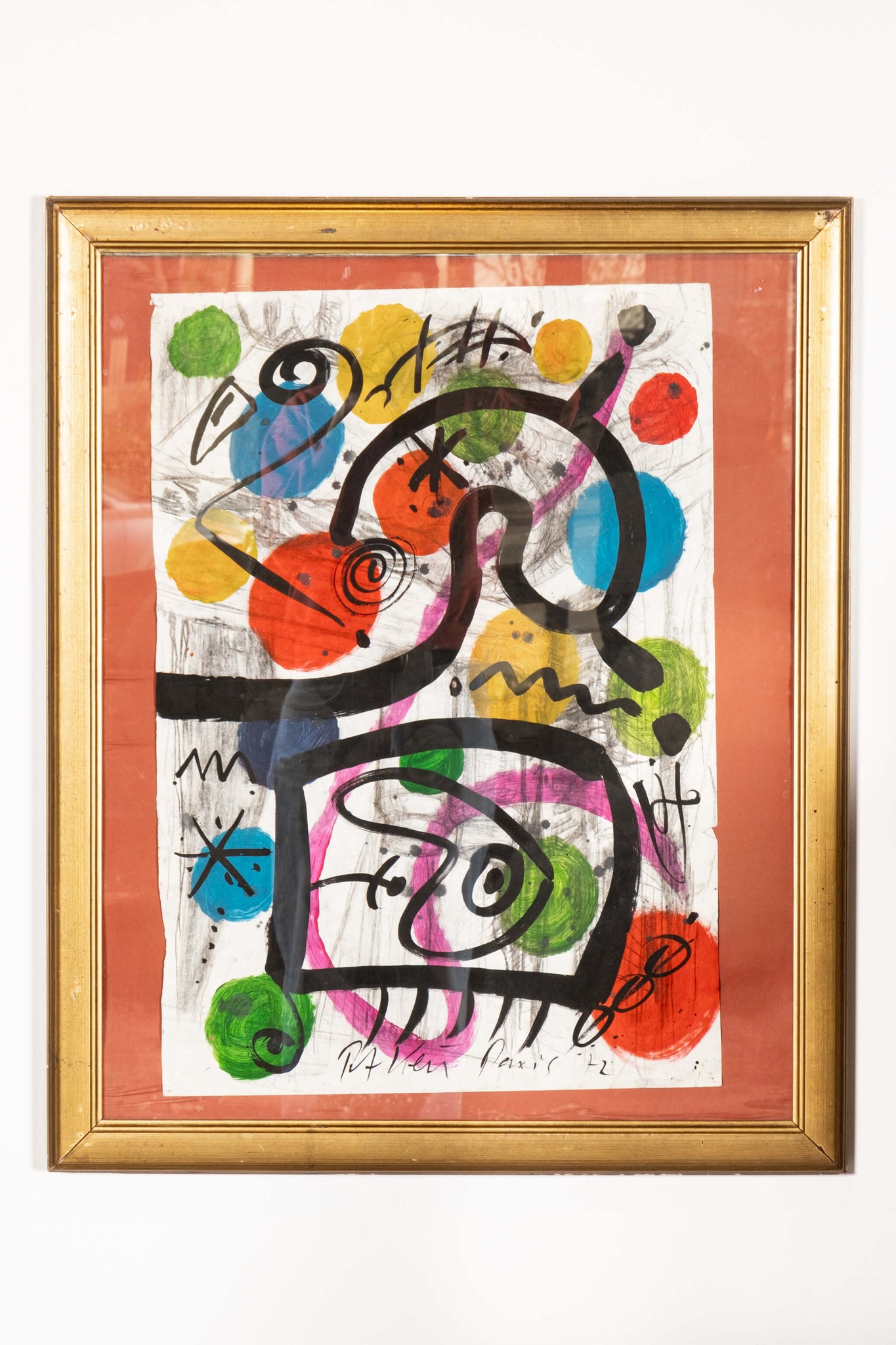 Bonne Choice - Abstract Peter Keil "Miro" in gold frame