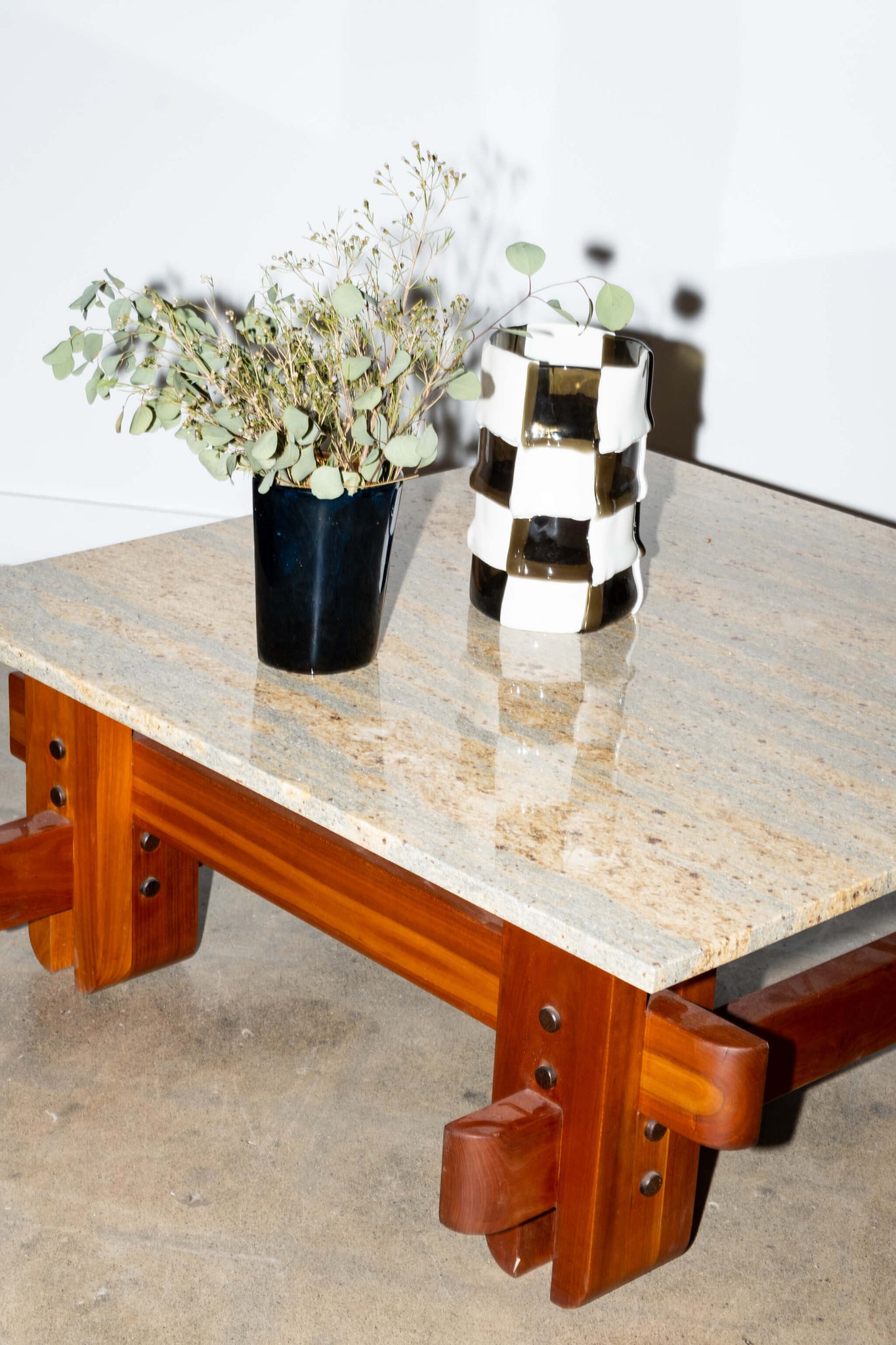 Wood Coffee Table with Granite Top