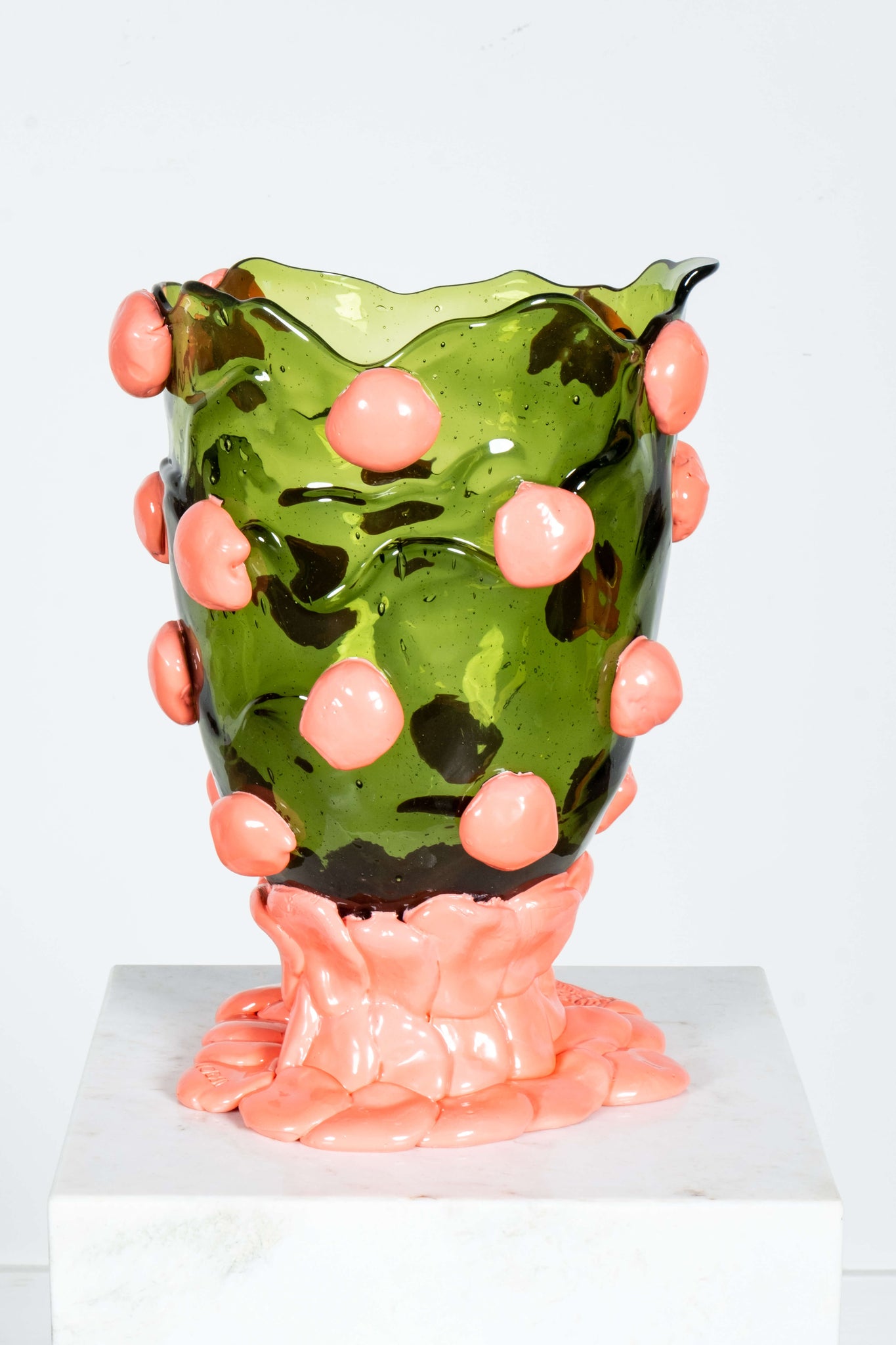 Nugget Vase, Large (Green with Pink)