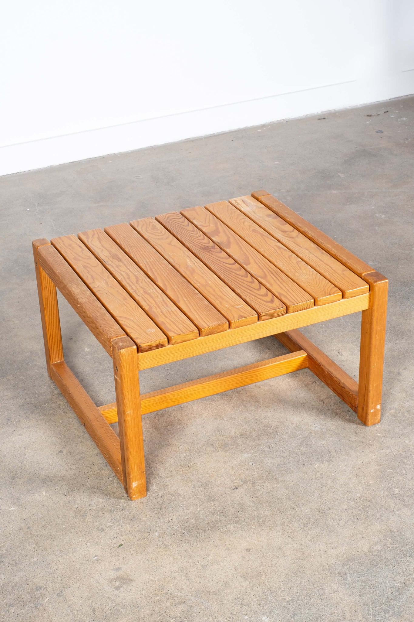 Slatted Top Pine Side Table