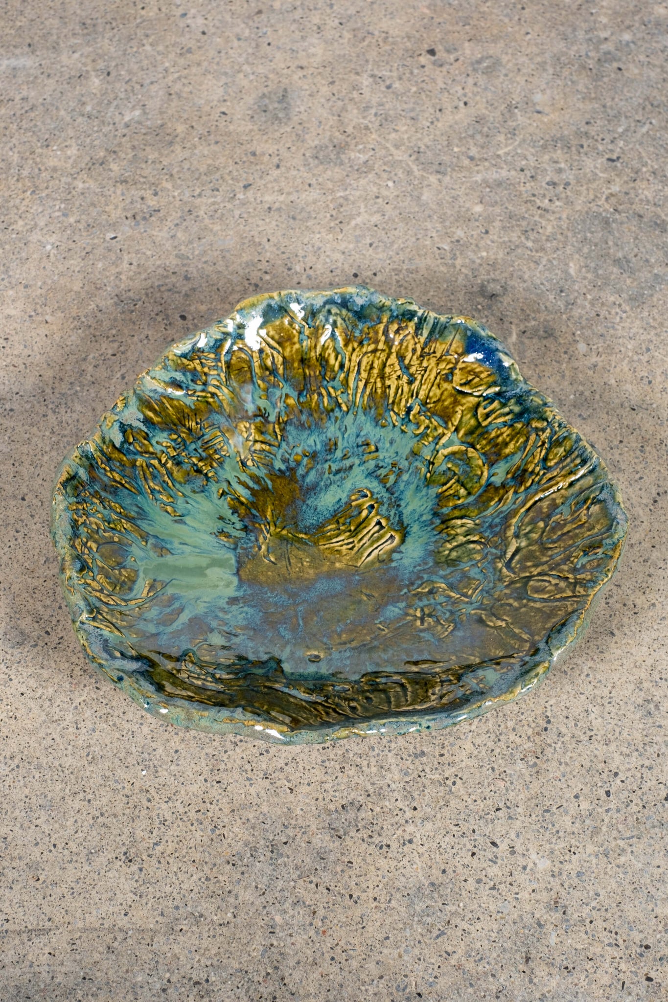 Studio Pottery Plate with High Gloss Glaze - 1, top view