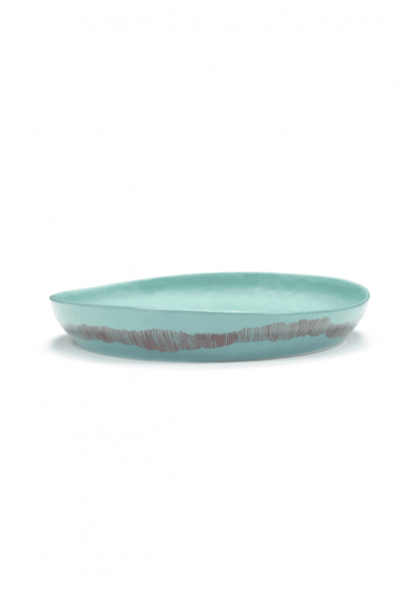 Medium Serving Plate, Azure Swirl with Red Stripes