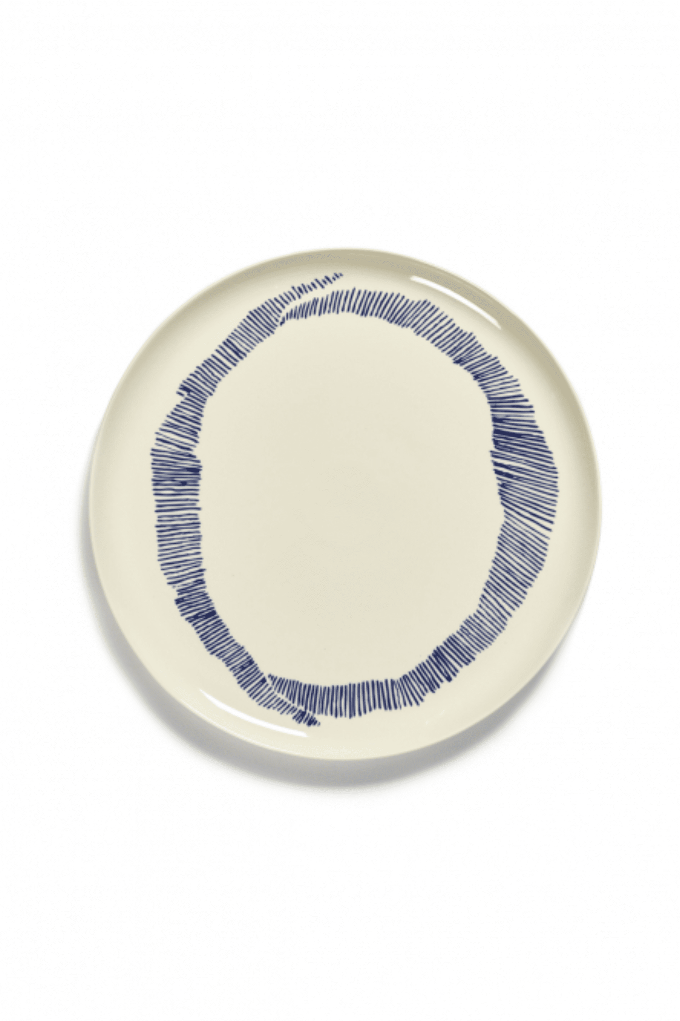Serving Plate, White Swirl with Blue Stripes Ottolenghi Serax, top view