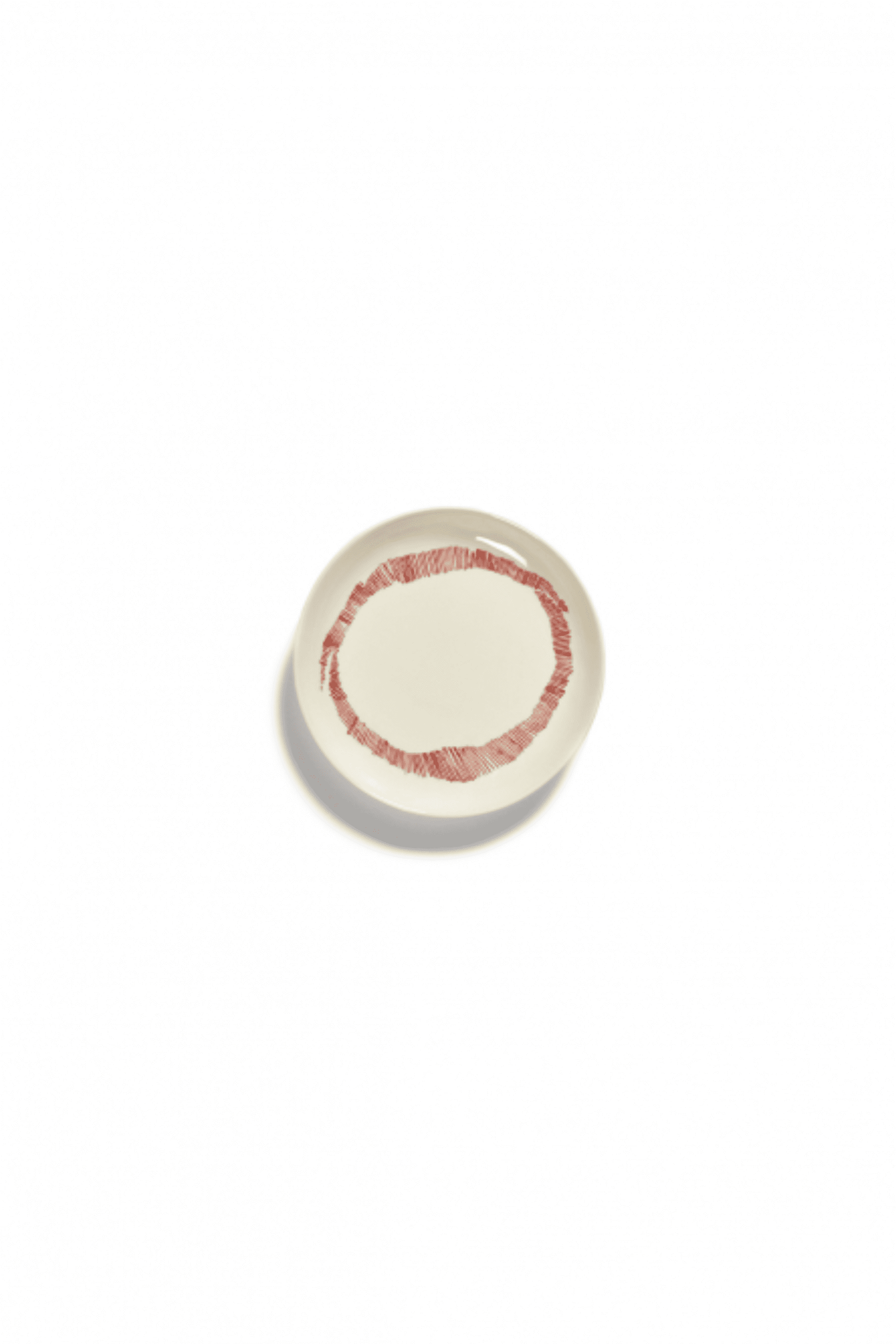 X-Small Plate, White Swirl with Red Stripes Ottolenghi Serax, top view