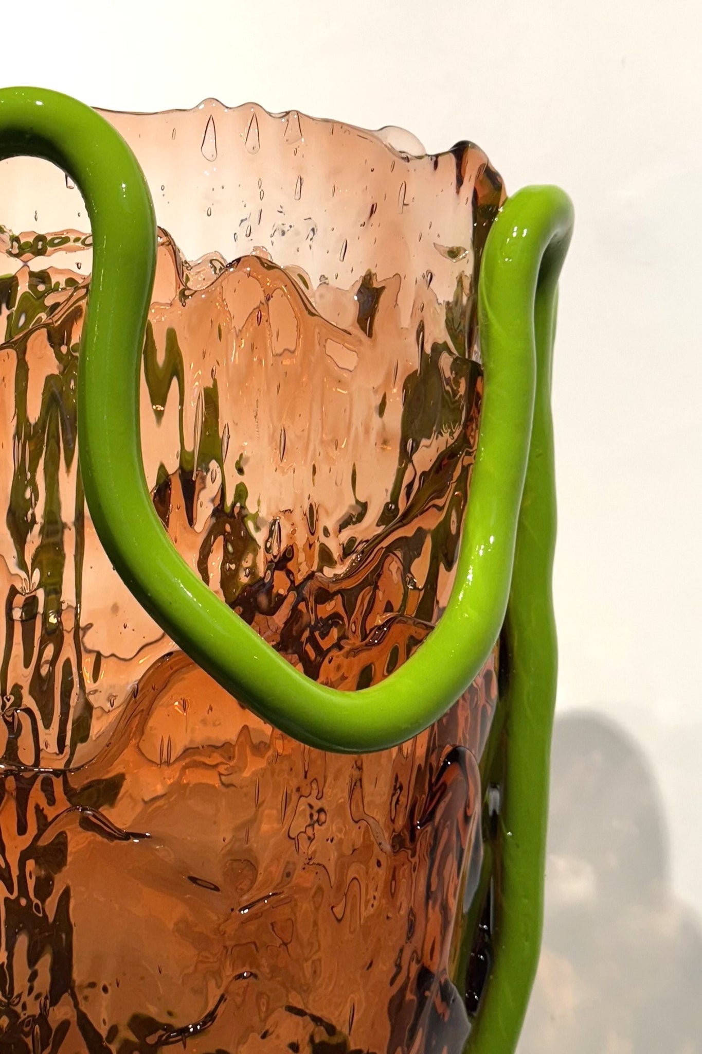Indian Summer Vase (XXL), Clear Pink and Matte Lime