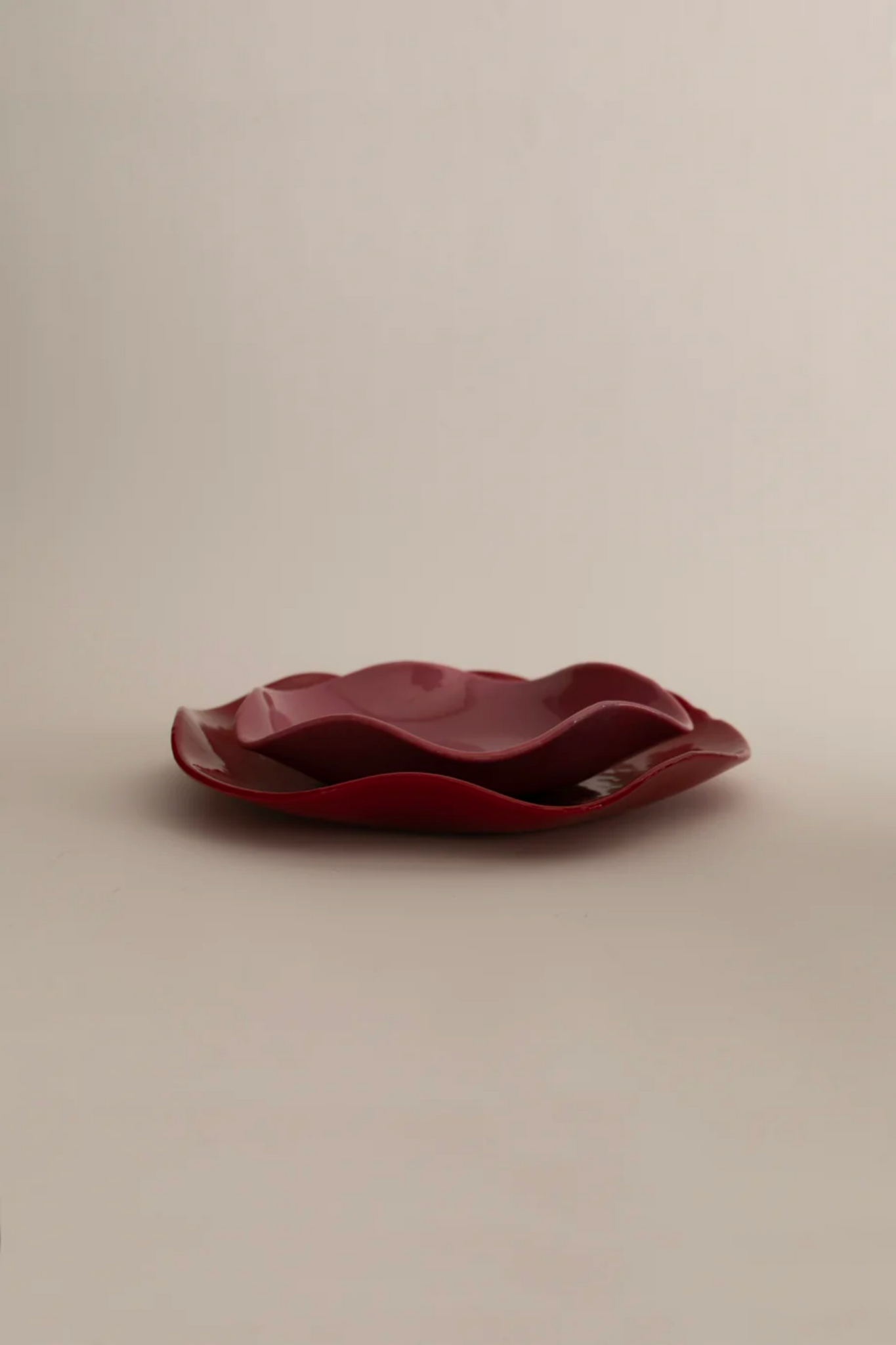 Small Rose Opaque Petal Plate Sophie Lou Jacobsen, shown with large petal plate