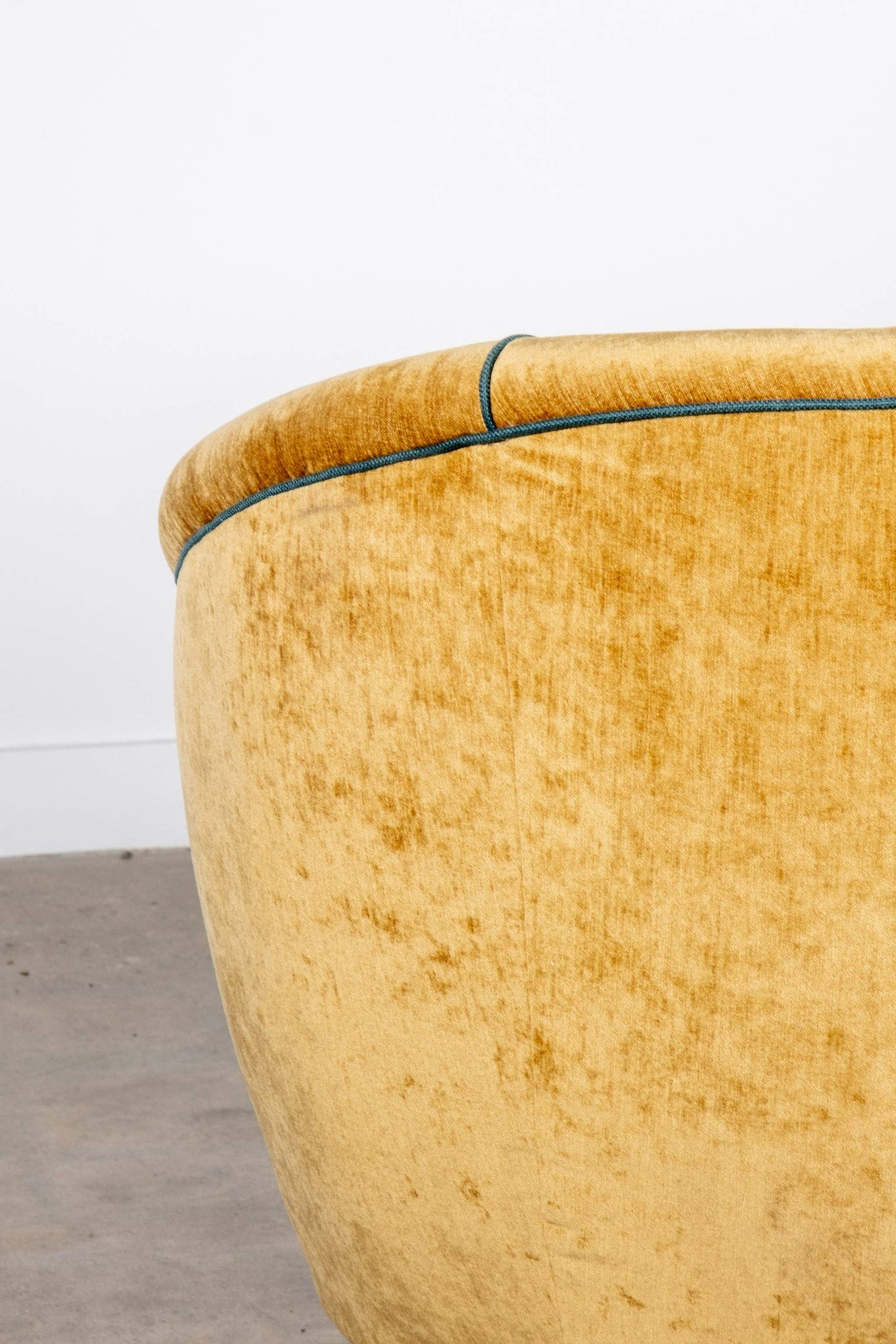 1950s Curved Velvet Sofa
