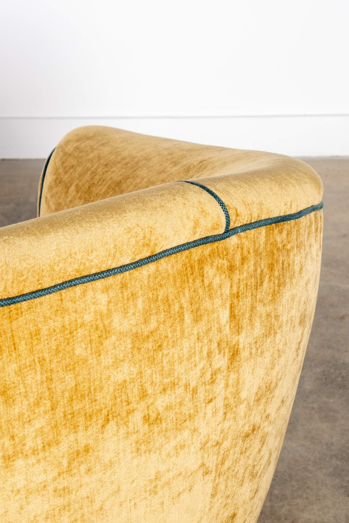 1950s Curved Velvet Sofa