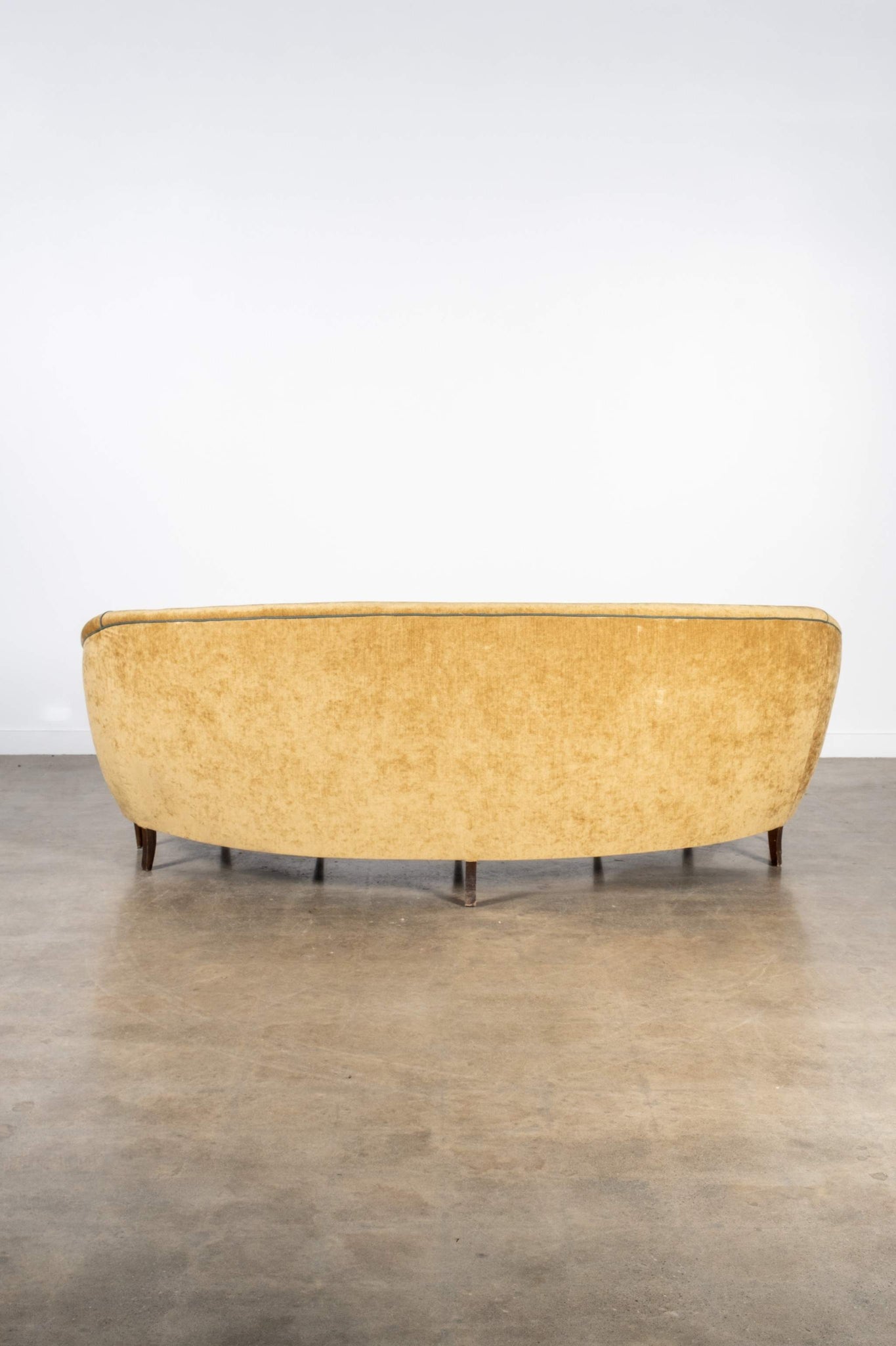 1950s Curved Velvet Sofa