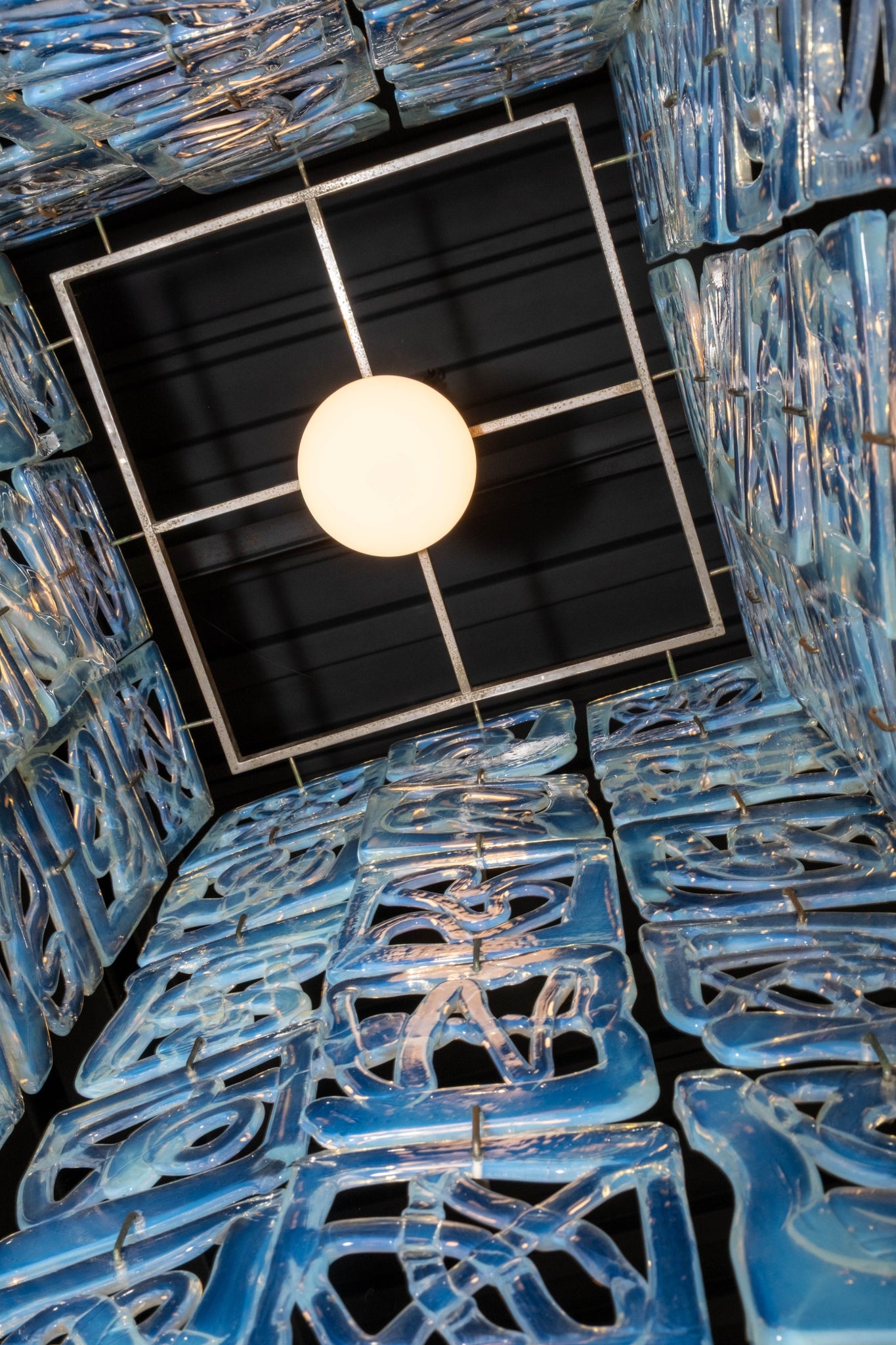 1960s Opaline Murano Glass Pendant Light