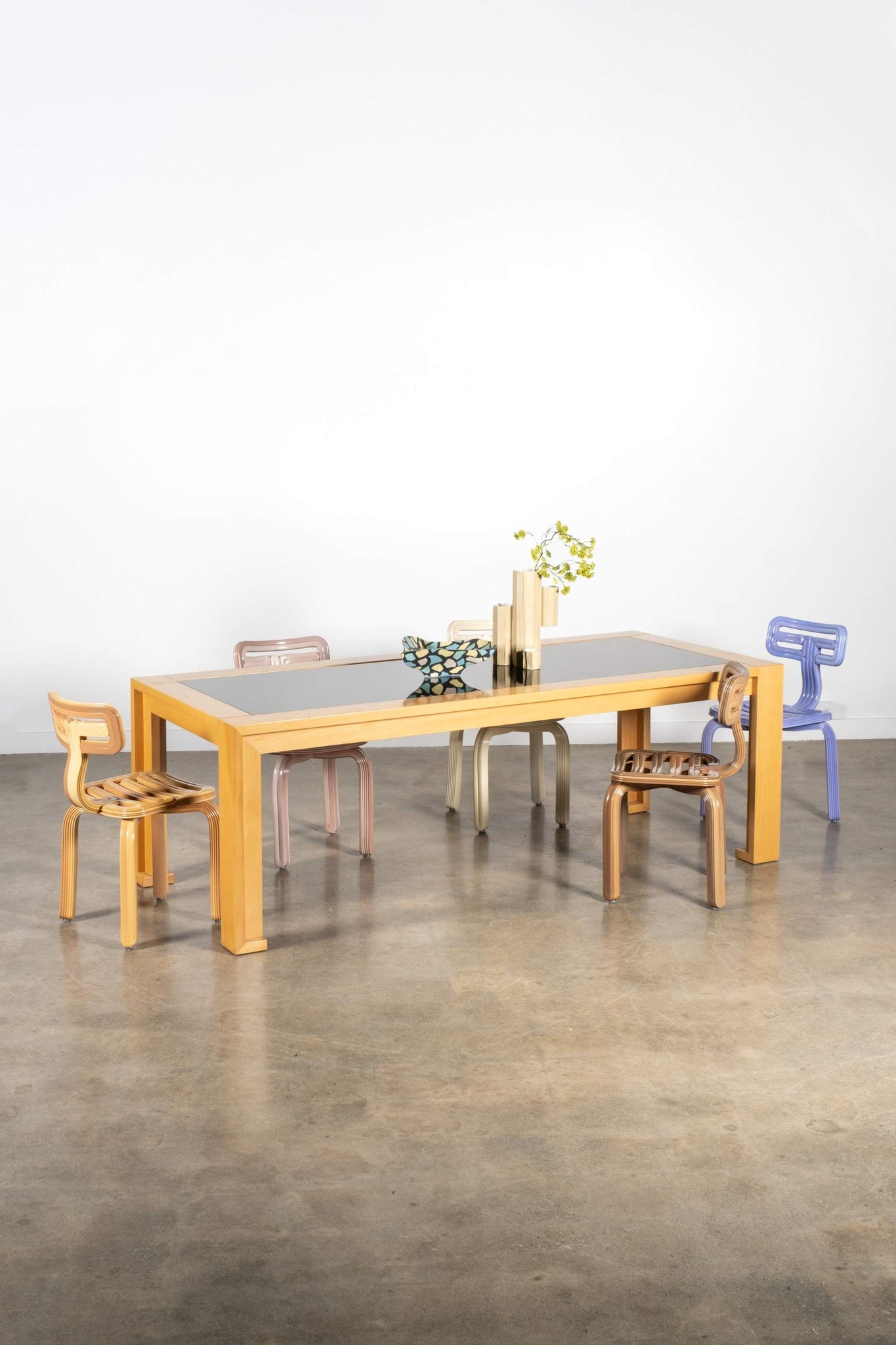 1980s Wood and Smoked Glass Dining Table