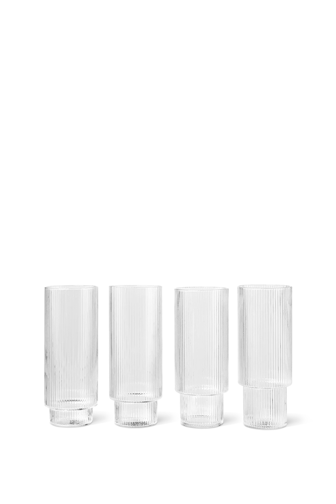 Bonne Choice Ferm Living Ripple Long Drink Glasses - Set of 4 - Clear