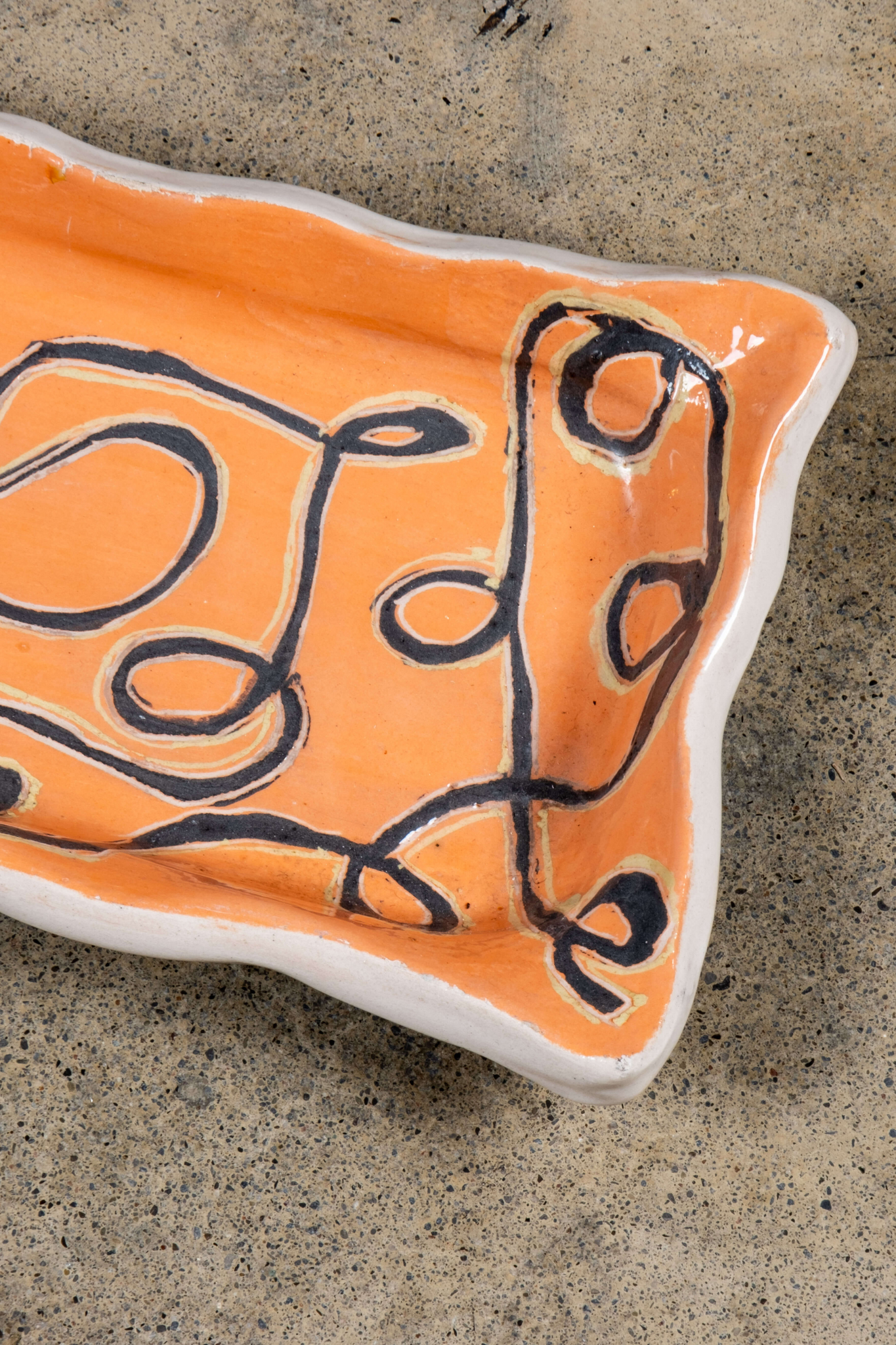 Orange Ceramic Painted Swirly Tray