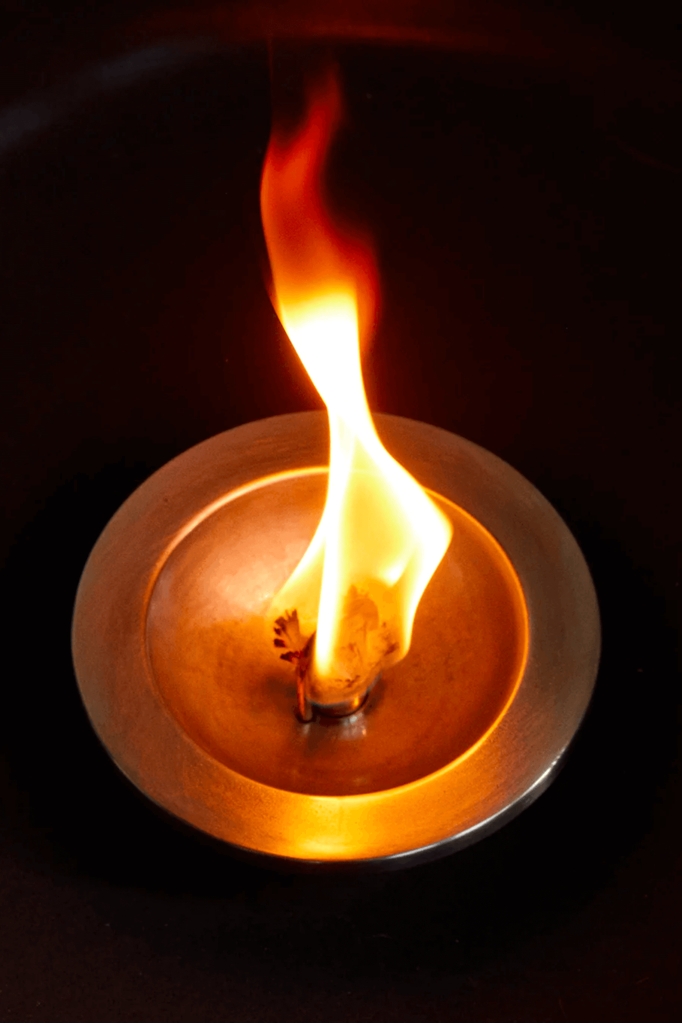 Medium Black Meira Oil Lantern by Menu, close up of flame