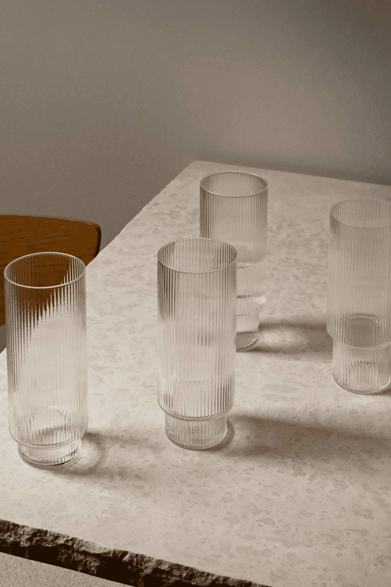 Bonne Choice Ferm Living Ripple Long Drink Glasses - Set of 4 - Clear