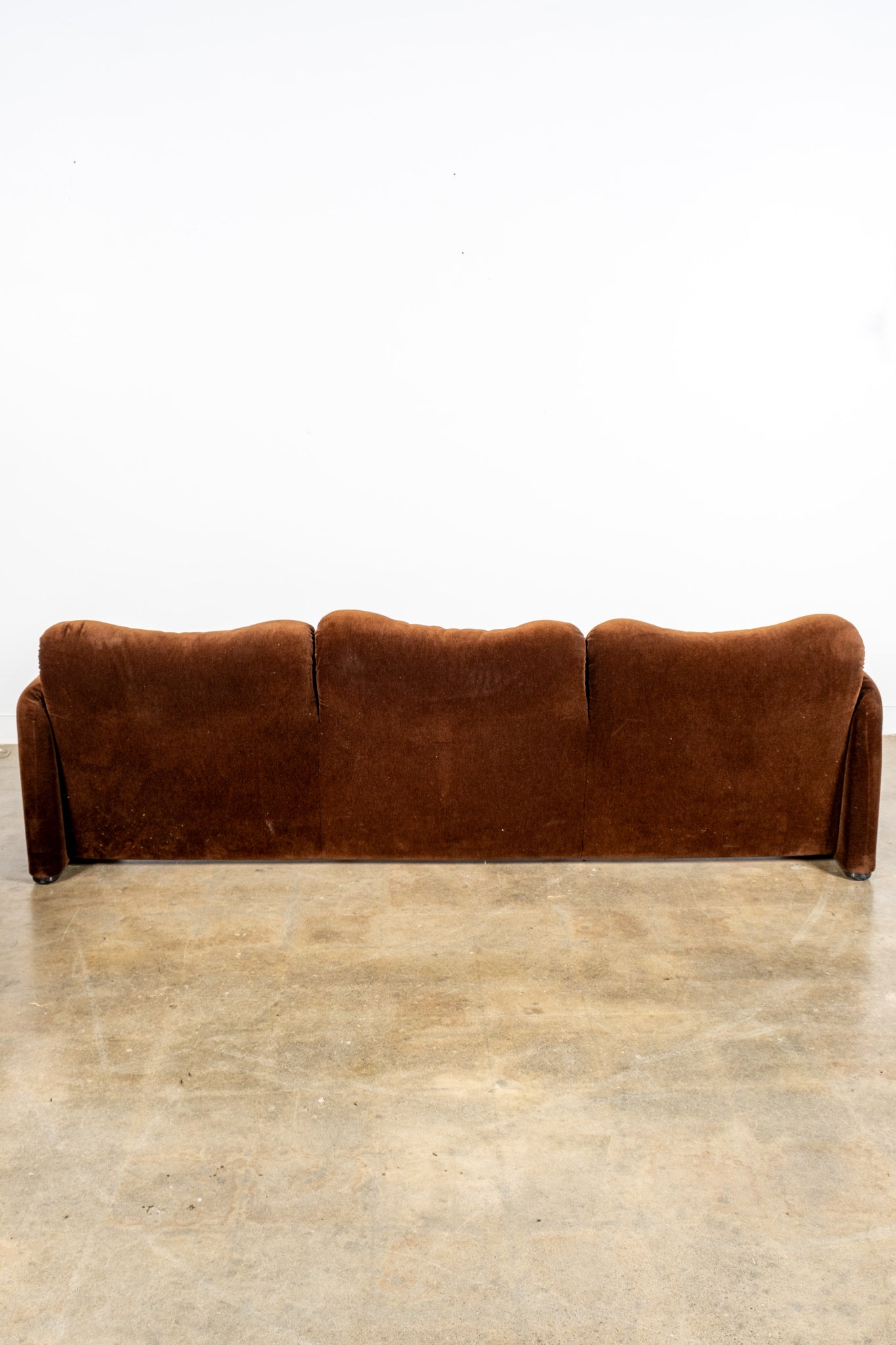 Maralunga 3-Seater Sofa in Original Brown Velvet