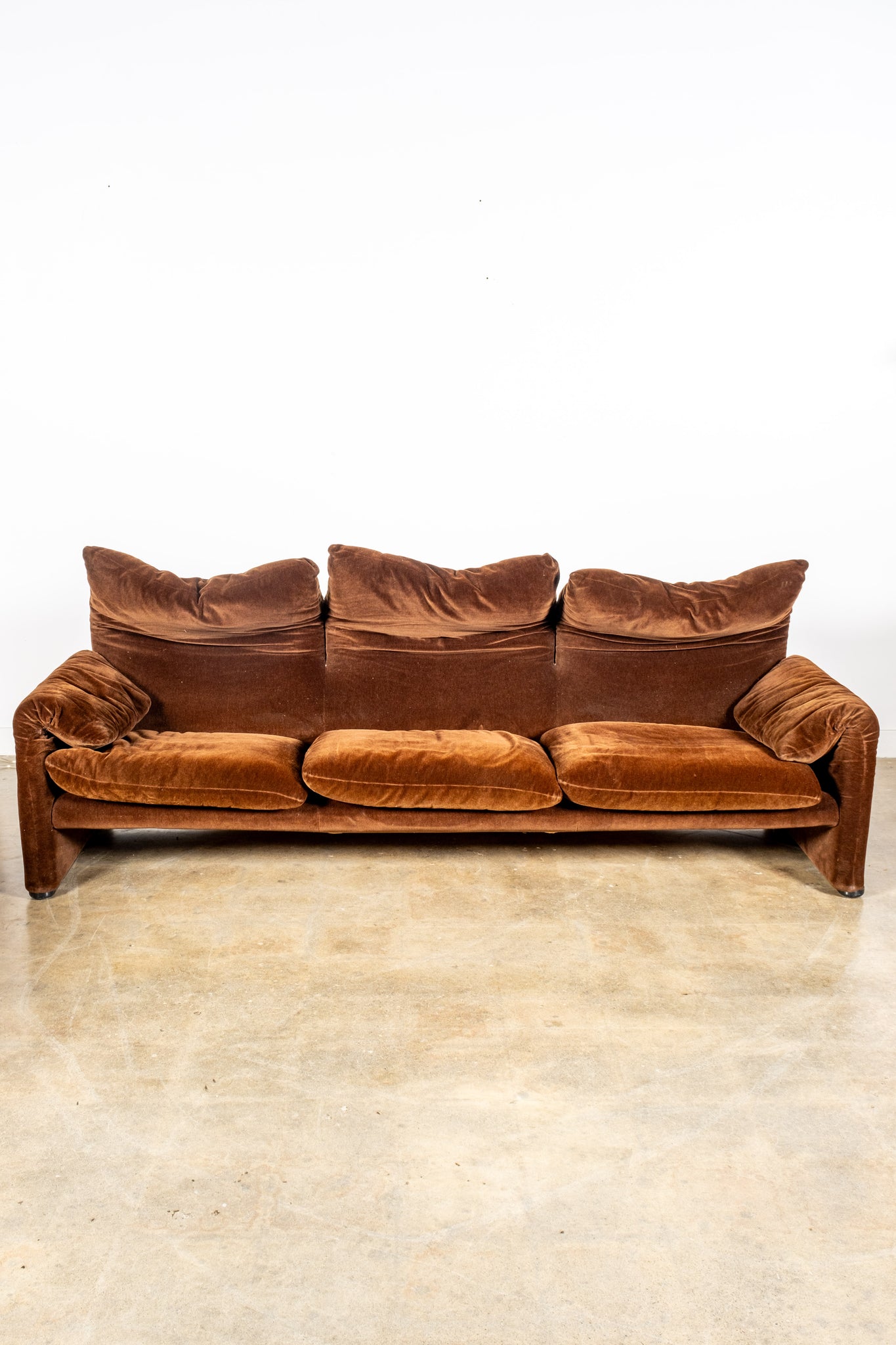 Maralunga 3-Seater Sofa in Original Brown Velvet