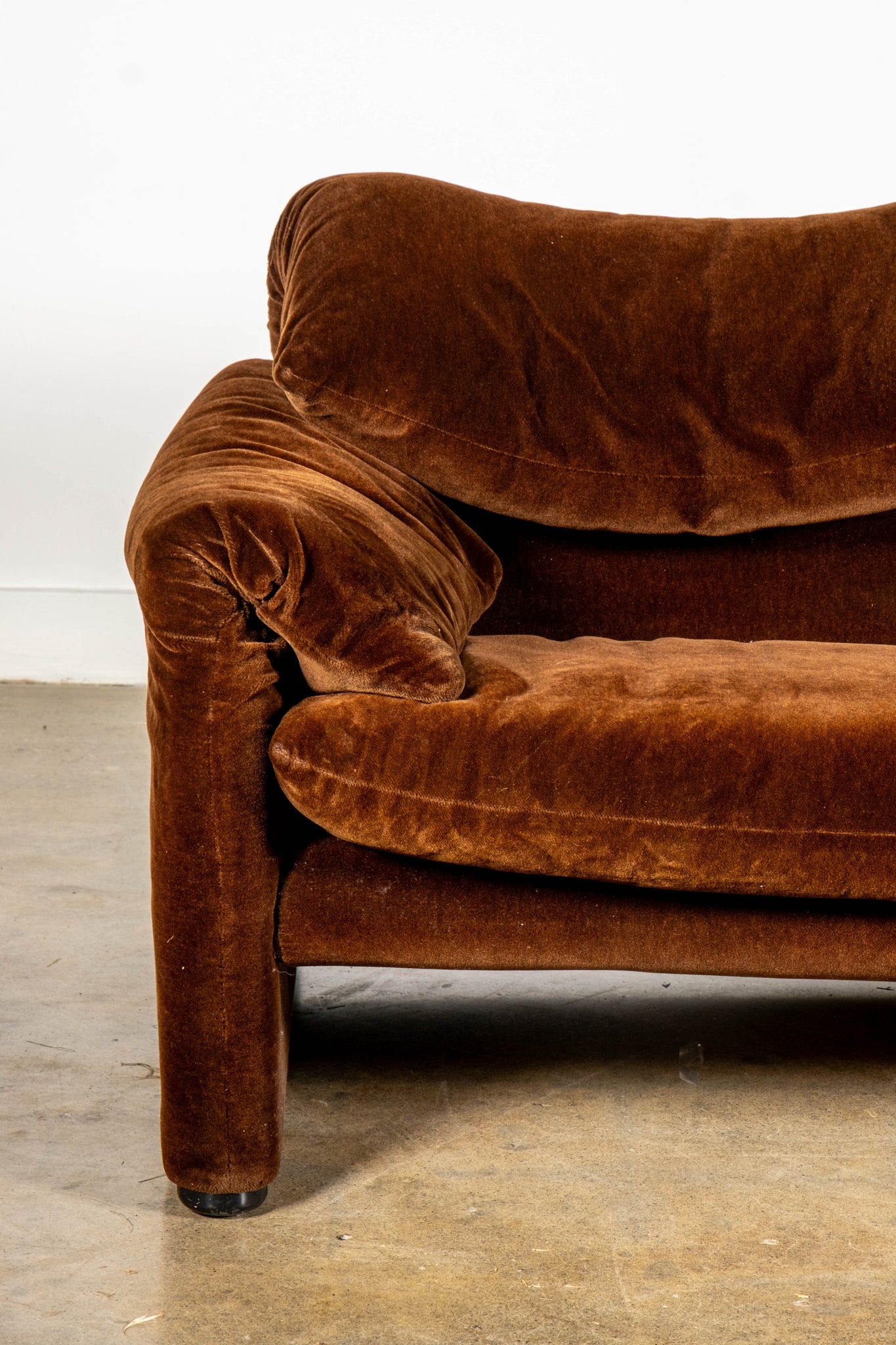 Maralunga 3-Seater Sofa in Original Brown Velvet