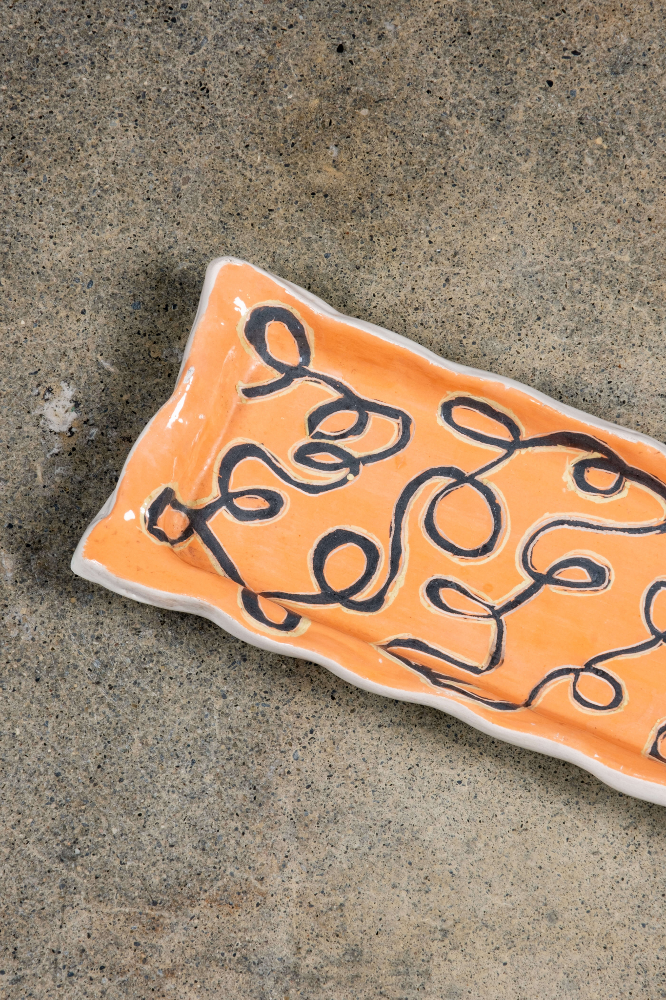 Orange Ceramic Painted Swirly Tray