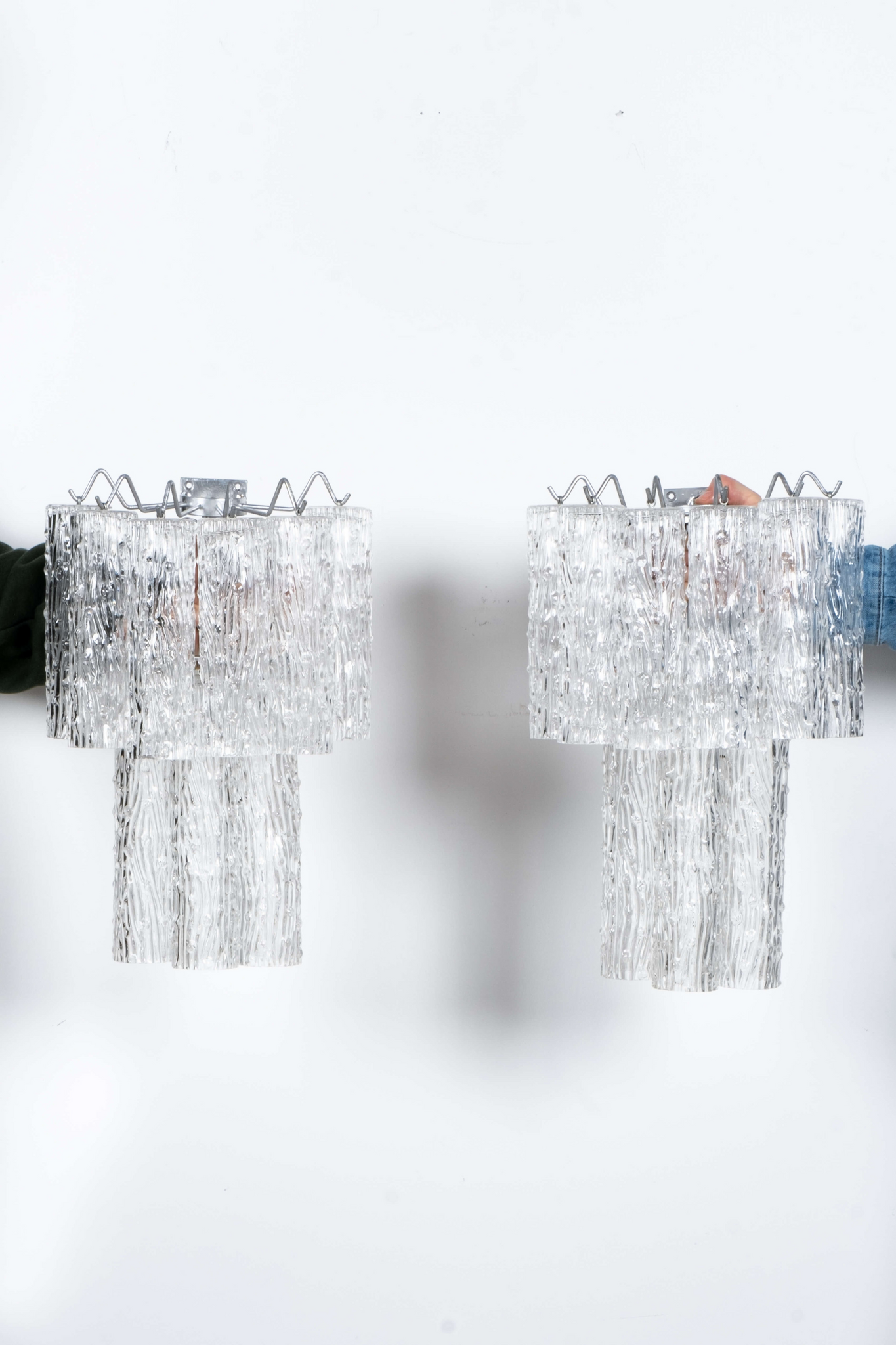 2-Tiered 'Faux Boix' Murano Glass Sconces