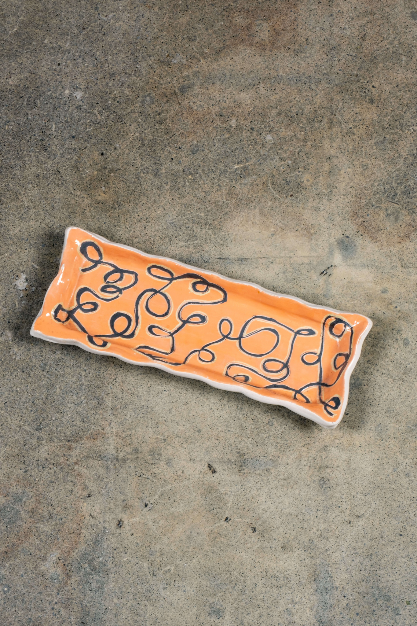 Orange Ceramic Painted Swirly Tray