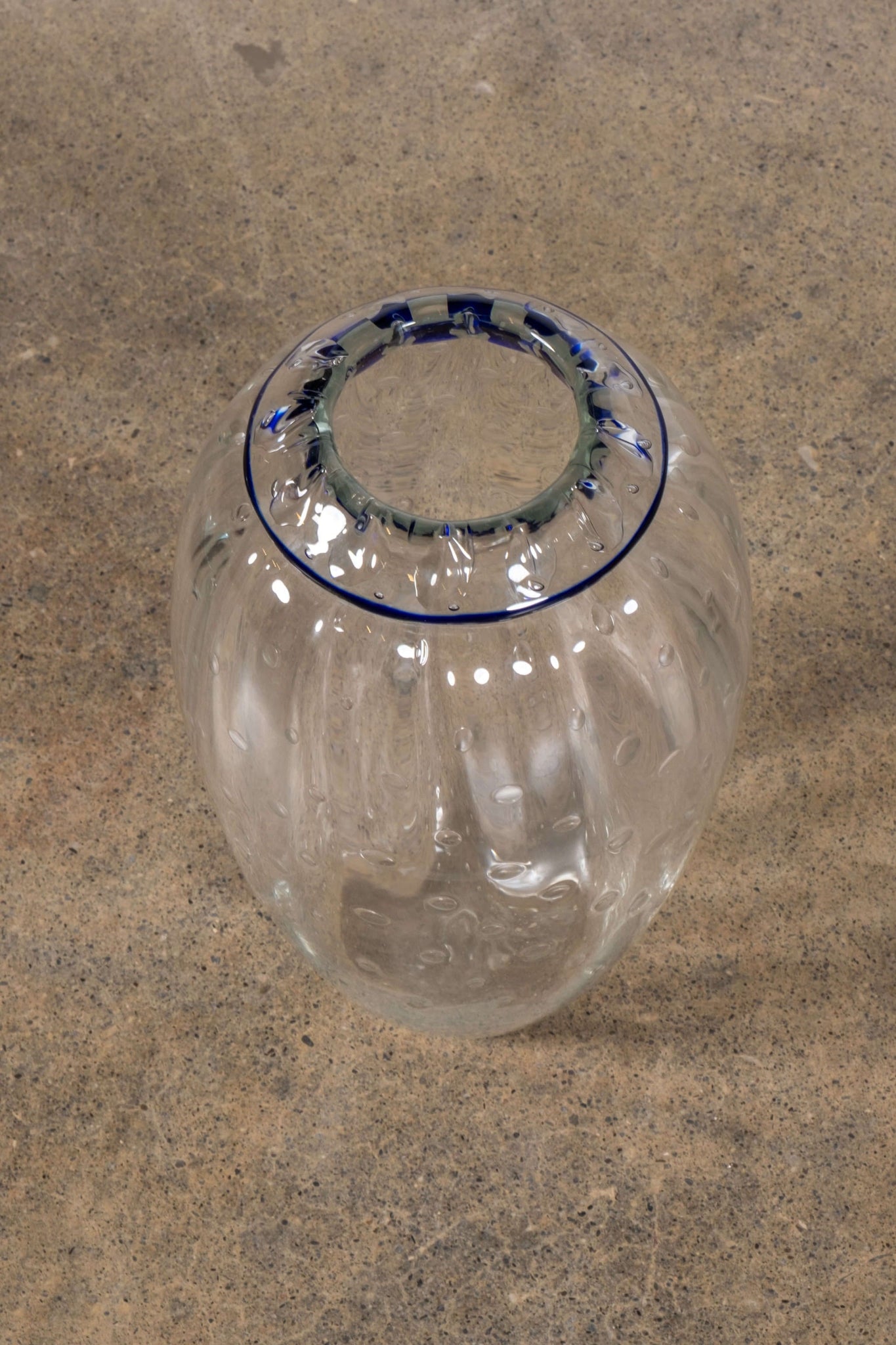 Glass Vase with Blue Rim