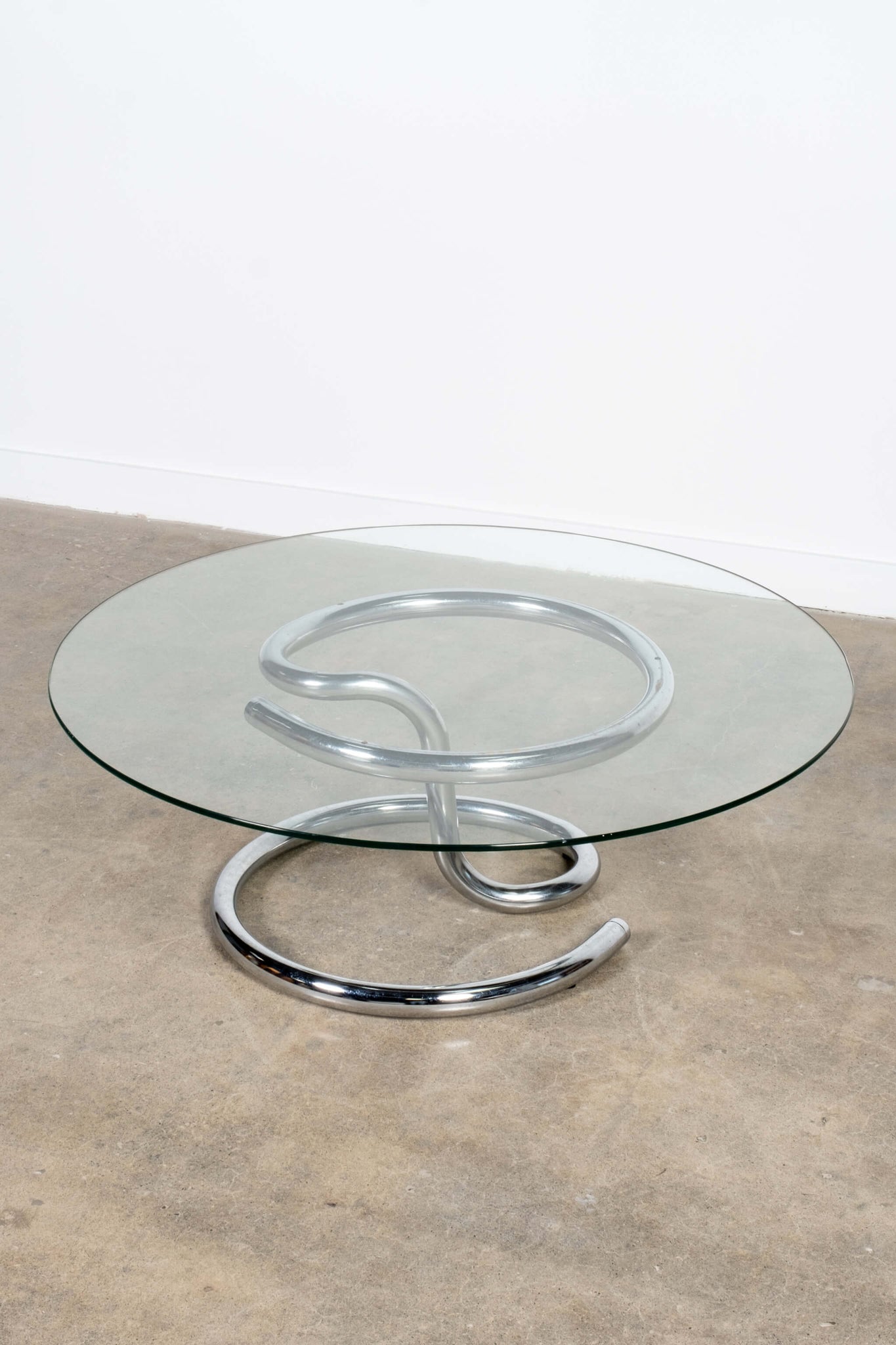 Vintage Anaconda Chrome and Glass Coffee Table 1970s Paul Tuttle, top view