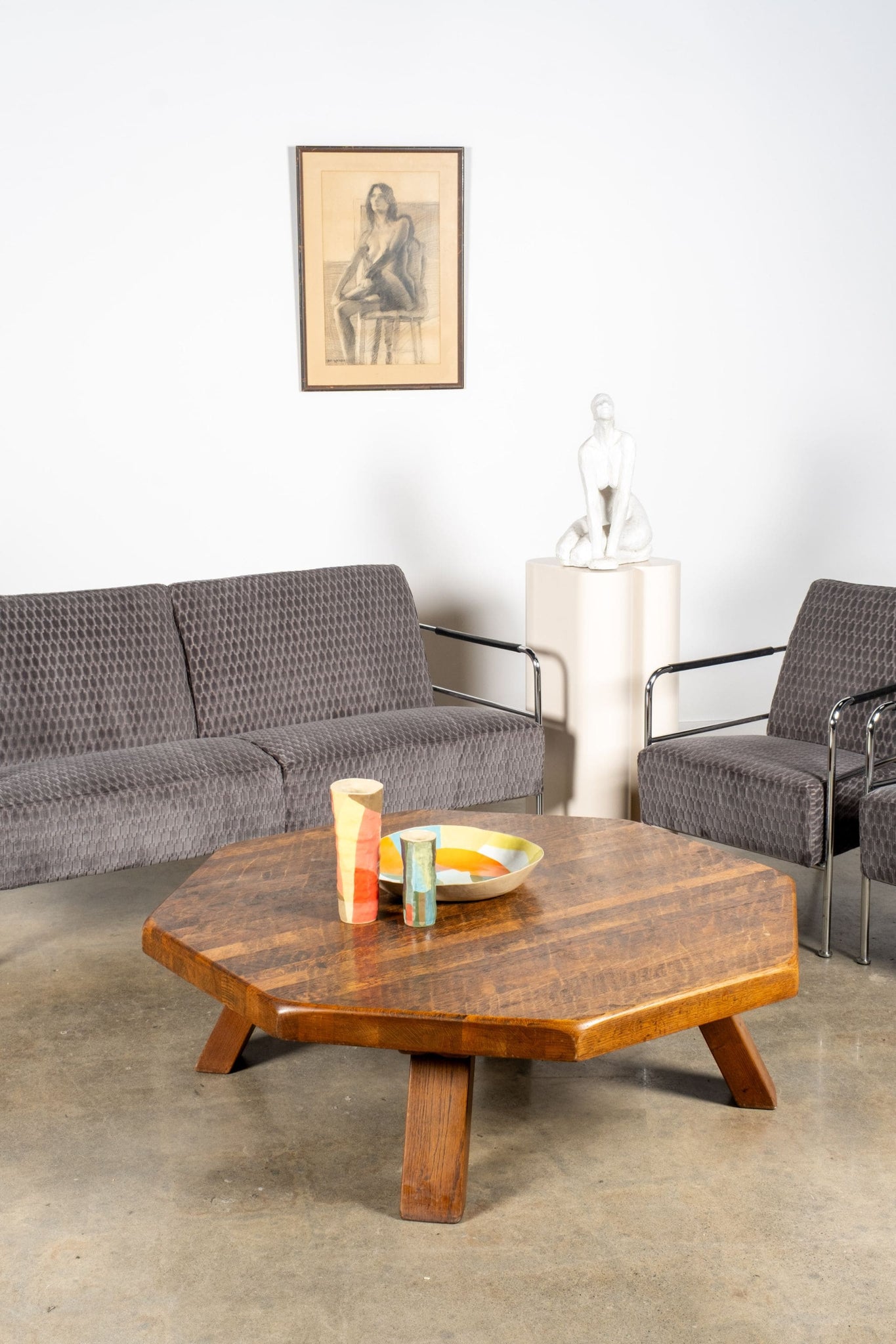 Vintage Belgian Wood Hex Coffee Table 1 | Bonne Choice