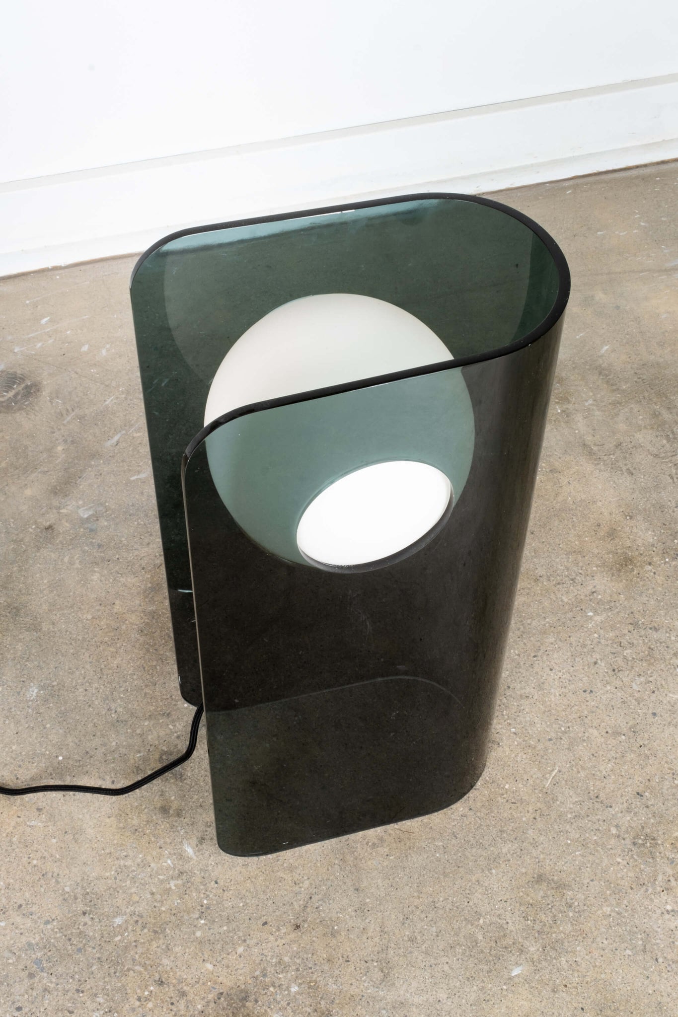 Bent Acrylic and Glass Globe Lamp - Smoke