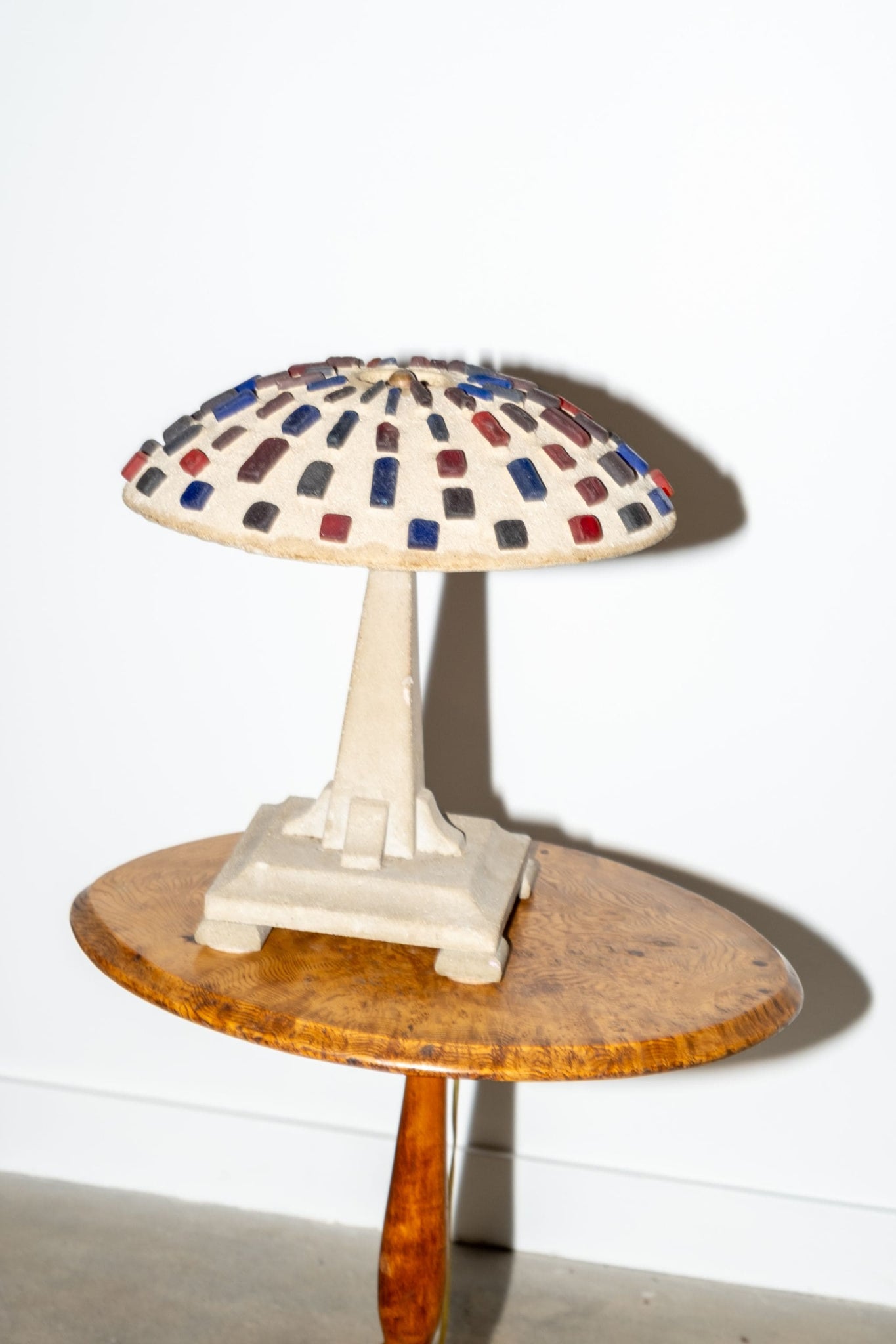 Vintage Brutalist Glass and Concrete Sculptural Table Lamp | Bonne Choice