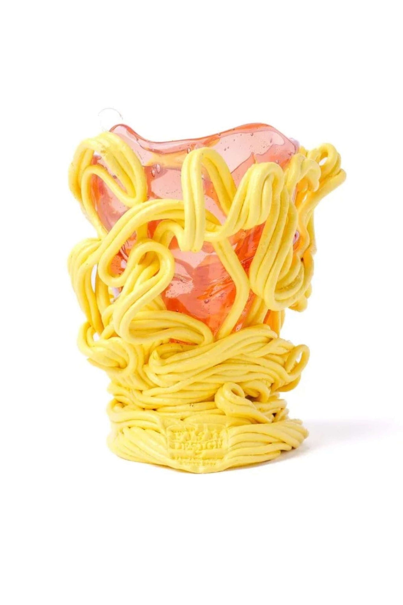 Spaghetti Special Vase (XS), Clear Pink and Pastel Yellow