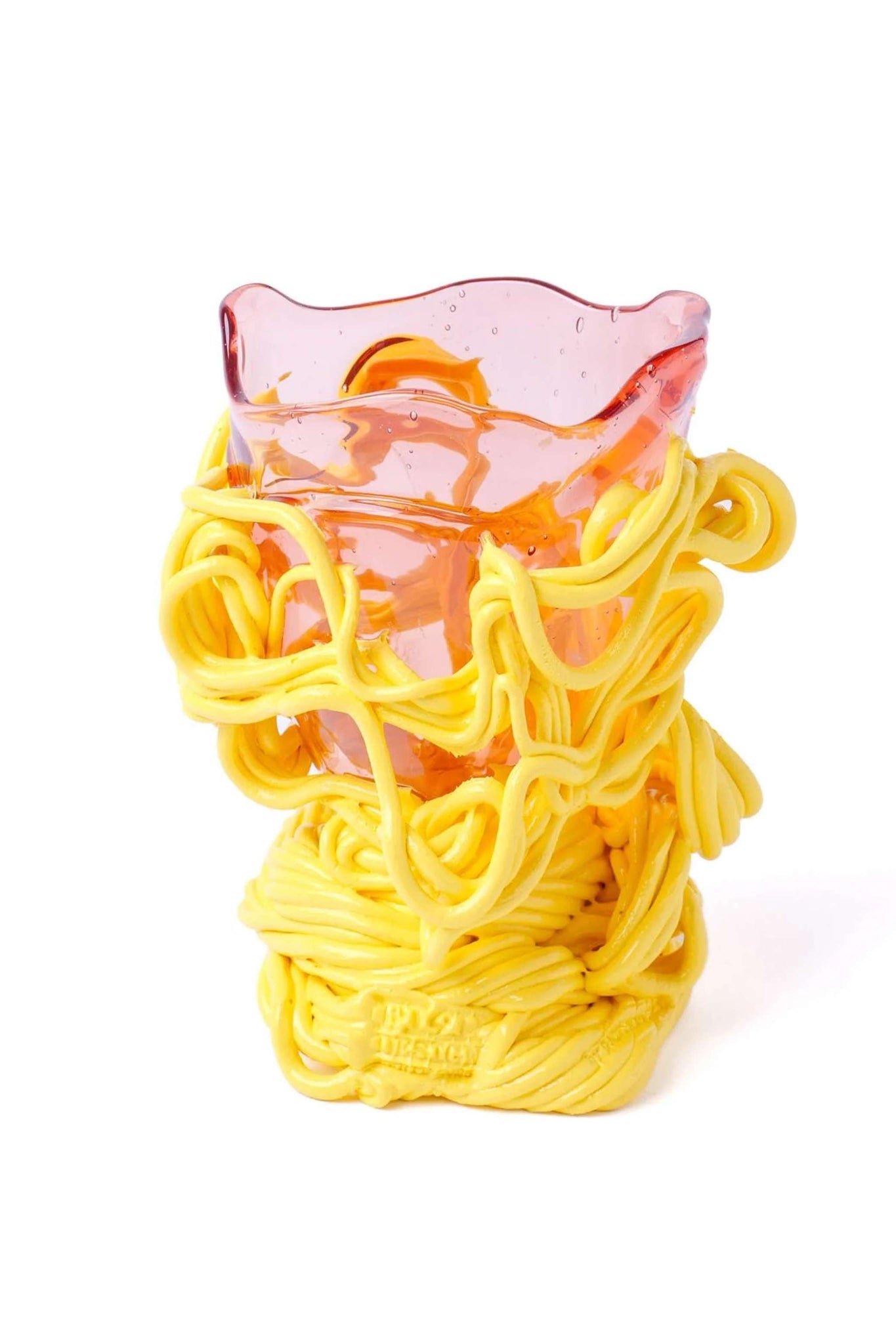 Spaghetti Special Vase (XS), Clear Pink and Pastel Yellow