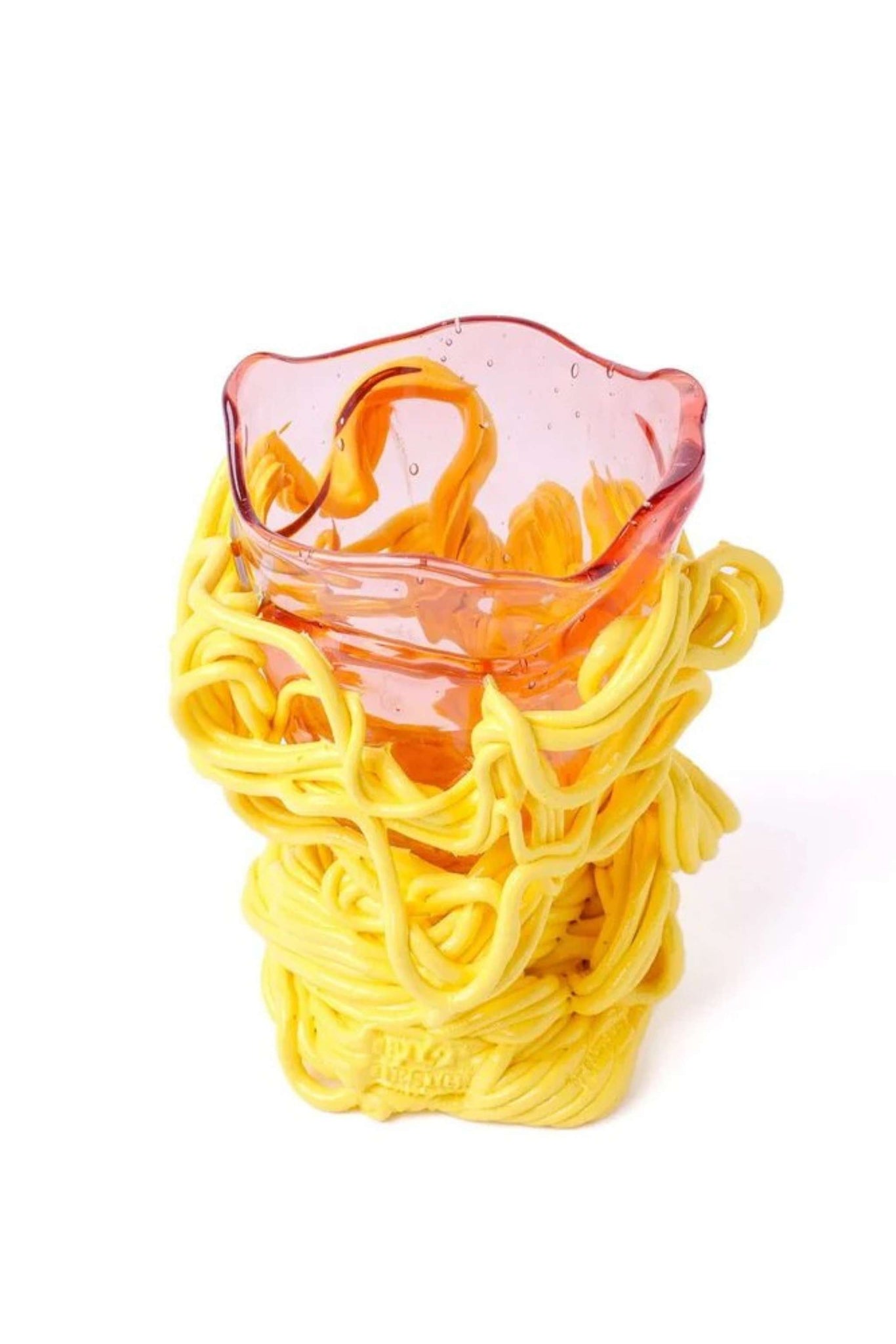 Spaghetti Special Vase (XS), Clear Pink and Pastel Yellow