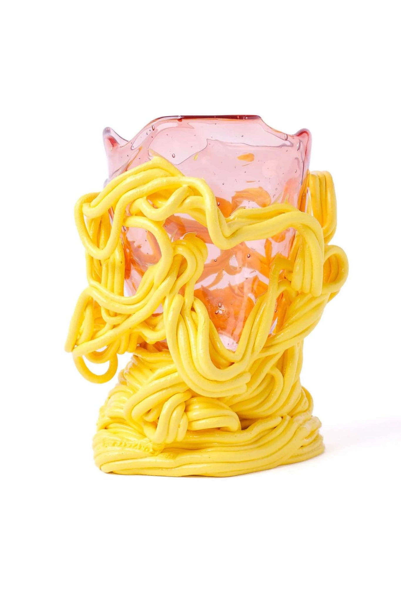 Spaghetti Special Vase (XS), Clear Pink and Pastel Yellow