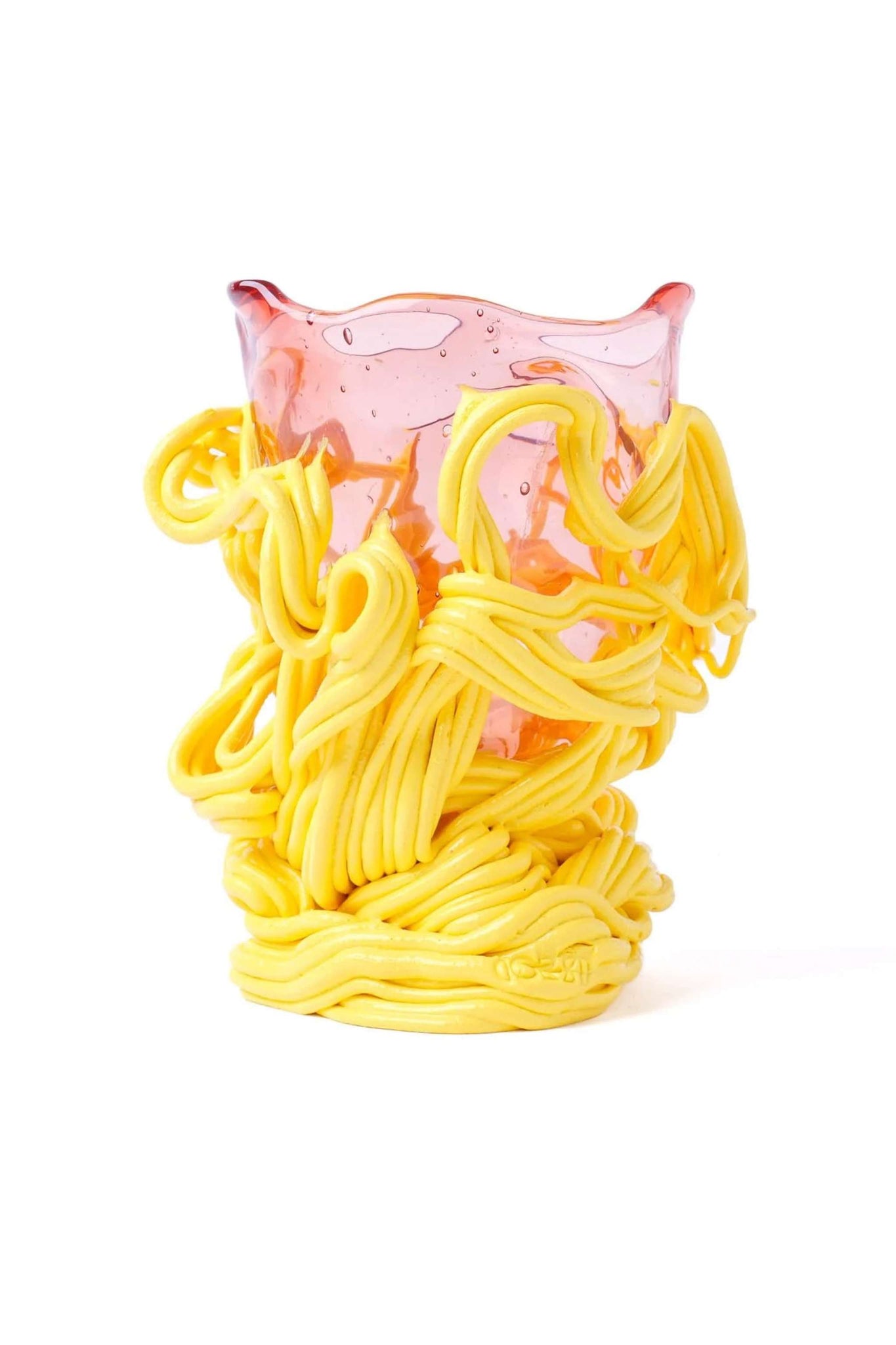 Spaghetti Special Vase (XS), Clear Pink and Pastel Yellow