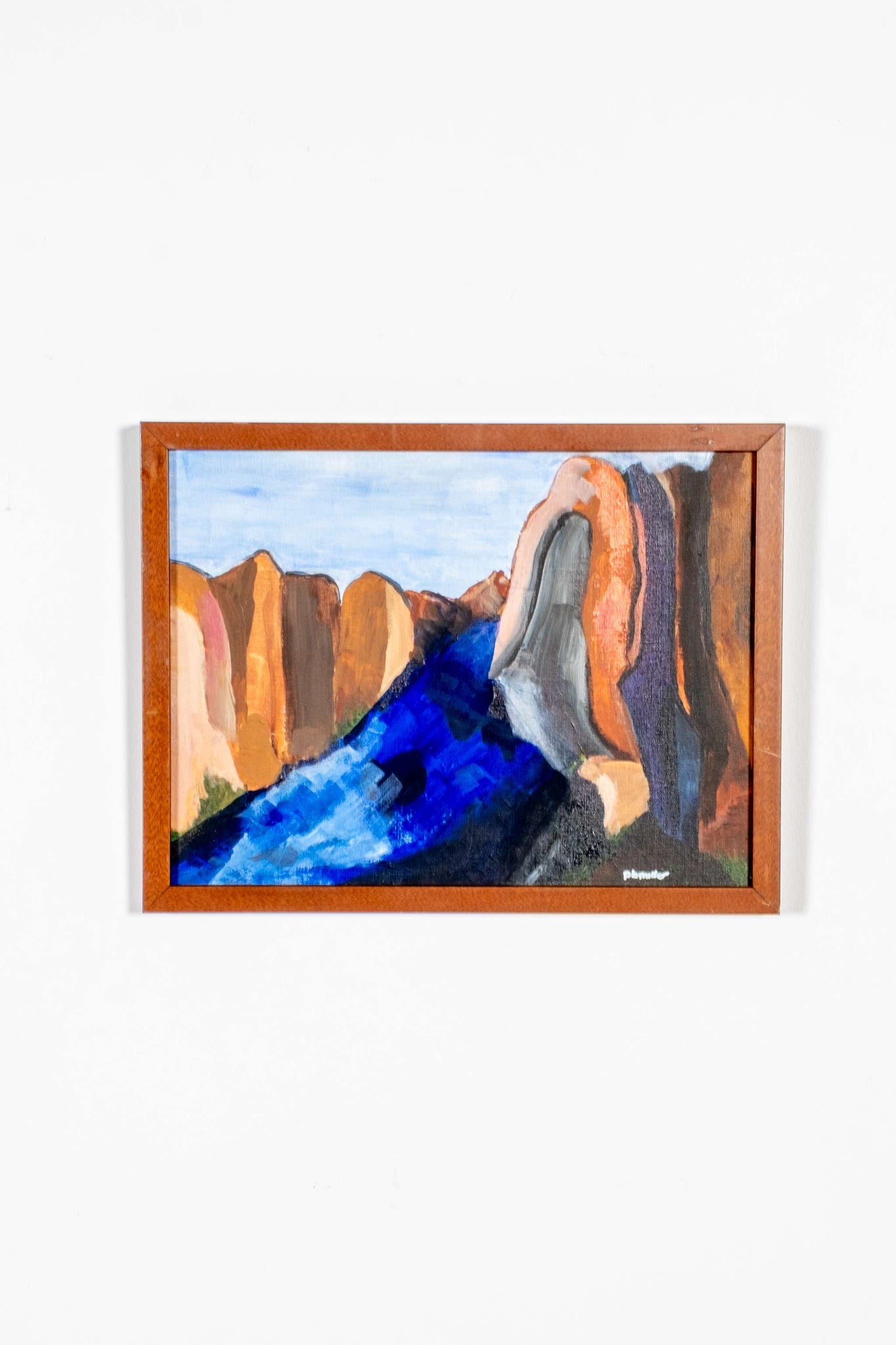 Canyon River Painting in Wood Frame