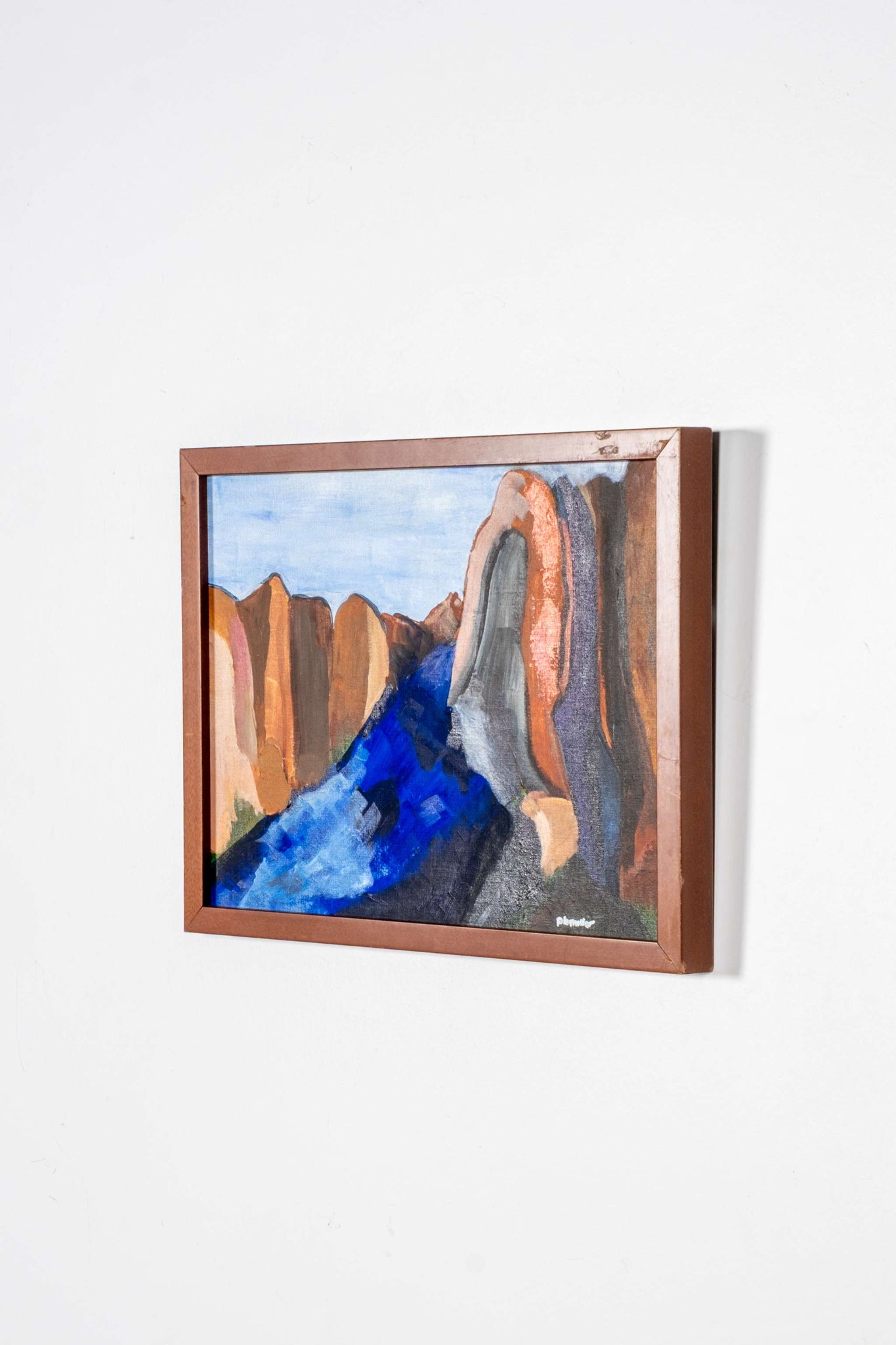 Canyon River Painting in Wood Frame