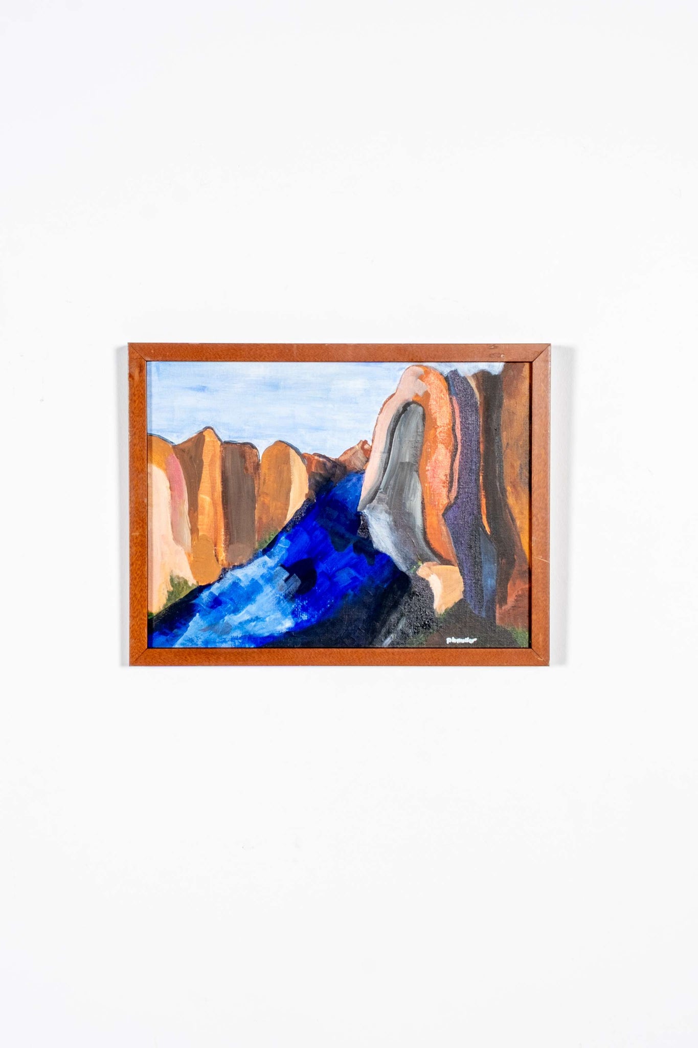 Canyon River Painting in Wood Frame