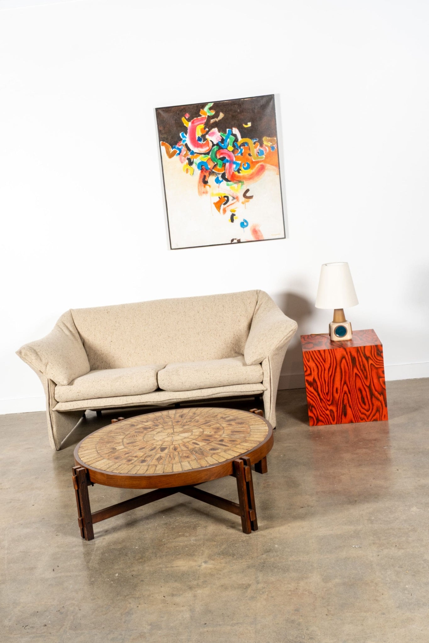 Garrigue Tiled-Top Coffee Table, Round by Roger Capron | Bonne Choice