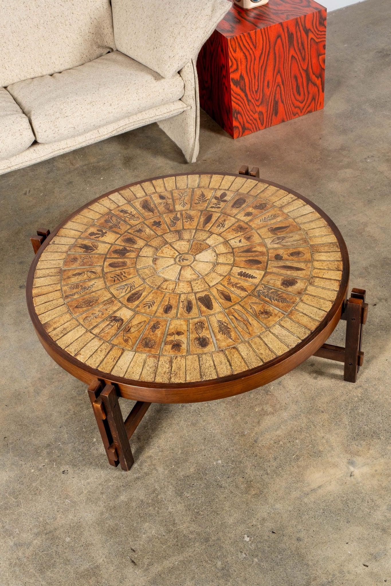 Garrigue Tiled-Top Coffee Table, Round by Roger Capron | Bonne Choice