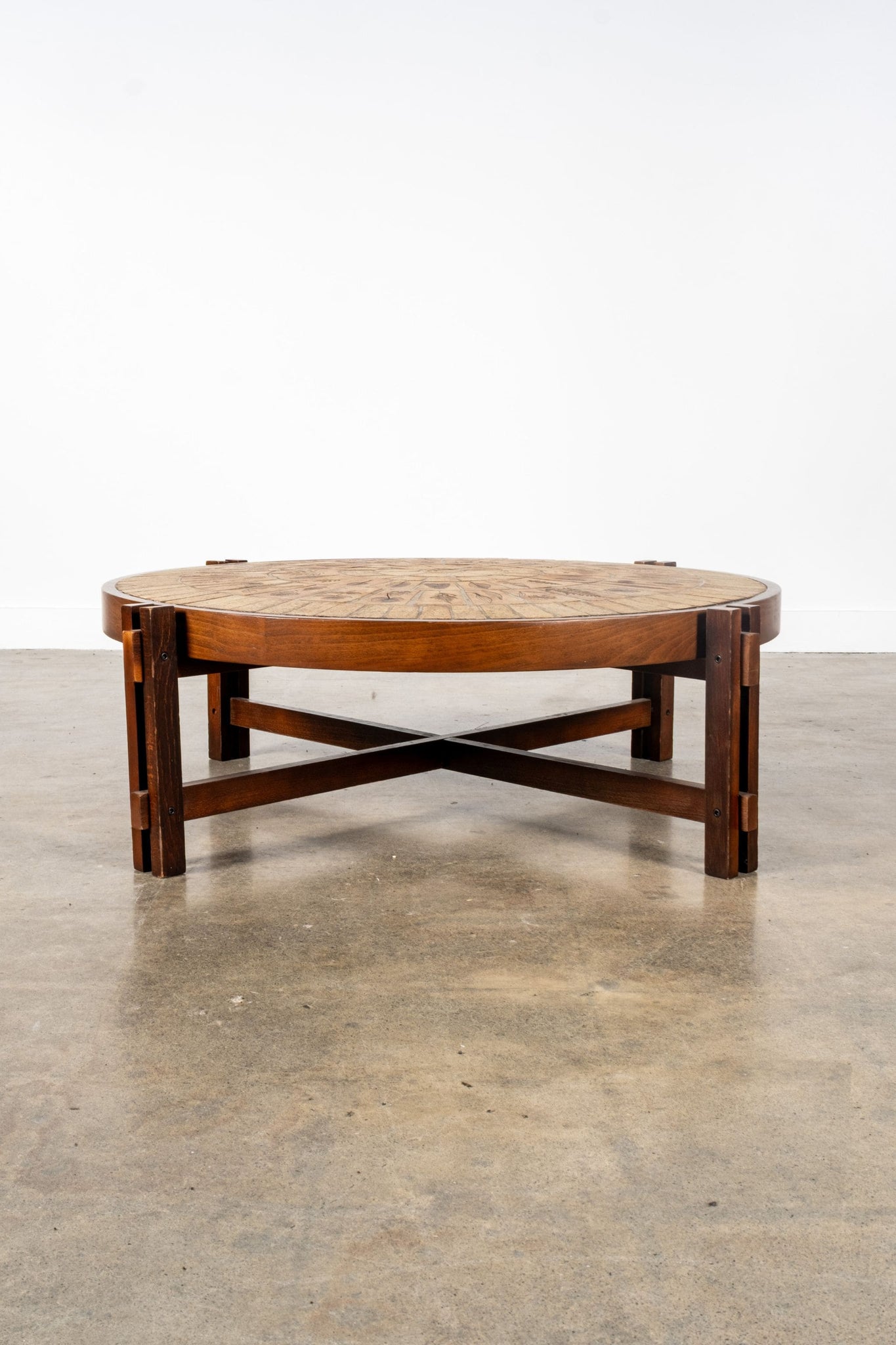 Garrigue Tiled-Top Coffee Table, Round by Roger Capron | Bonne Choice