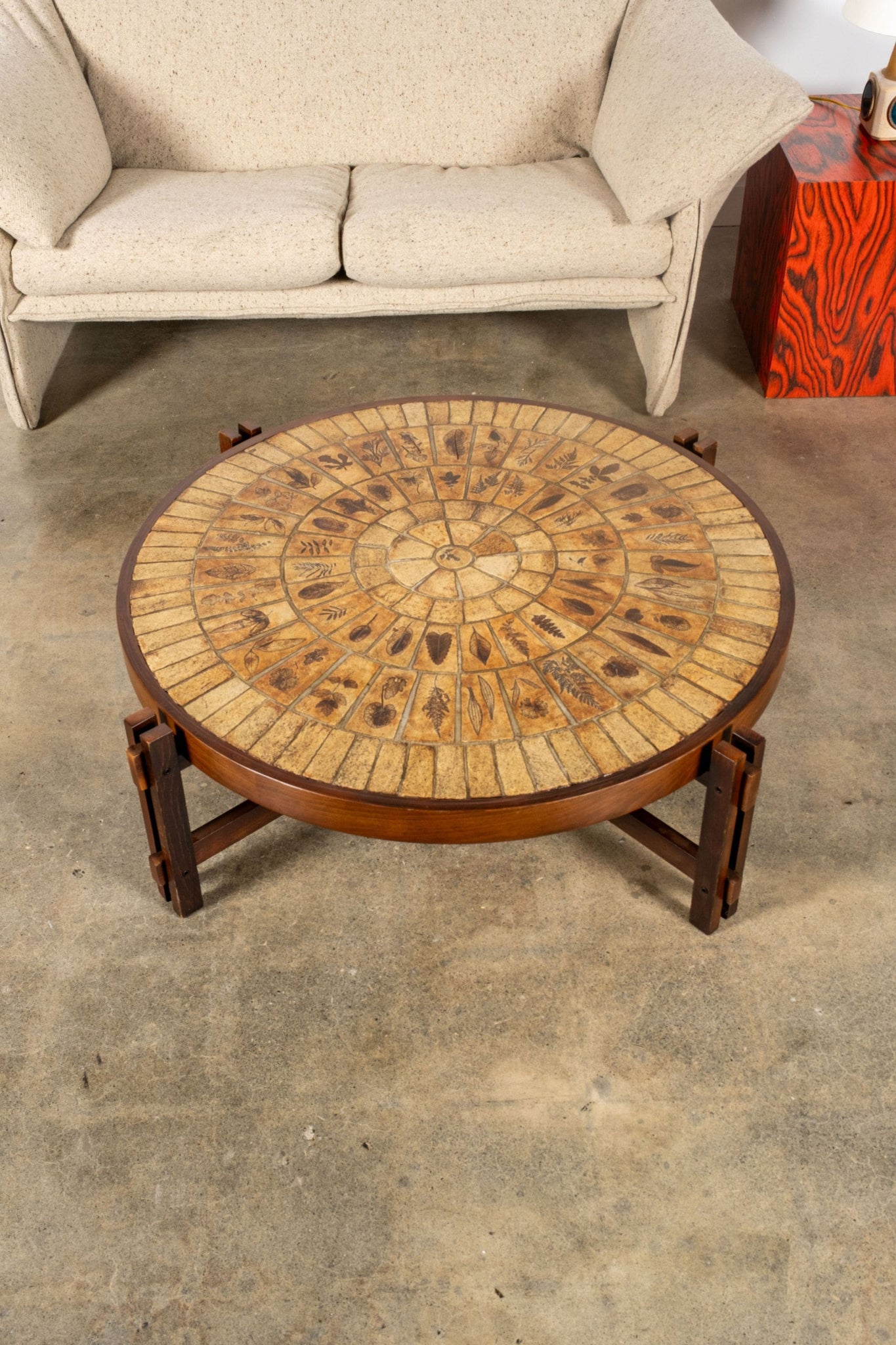 Garrigue Tiled-Top Coffee Table, Round by Roger Capron | Bonne Choice