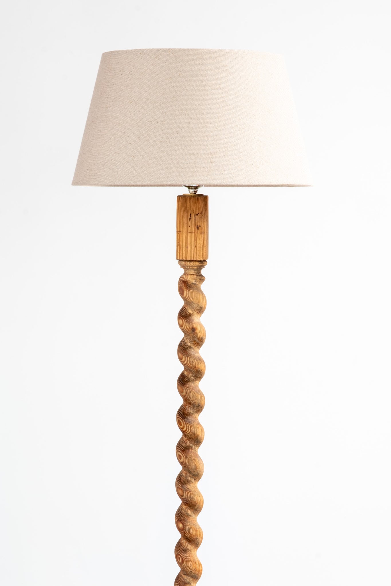 Spiral Carved Wood Floor Lamp
