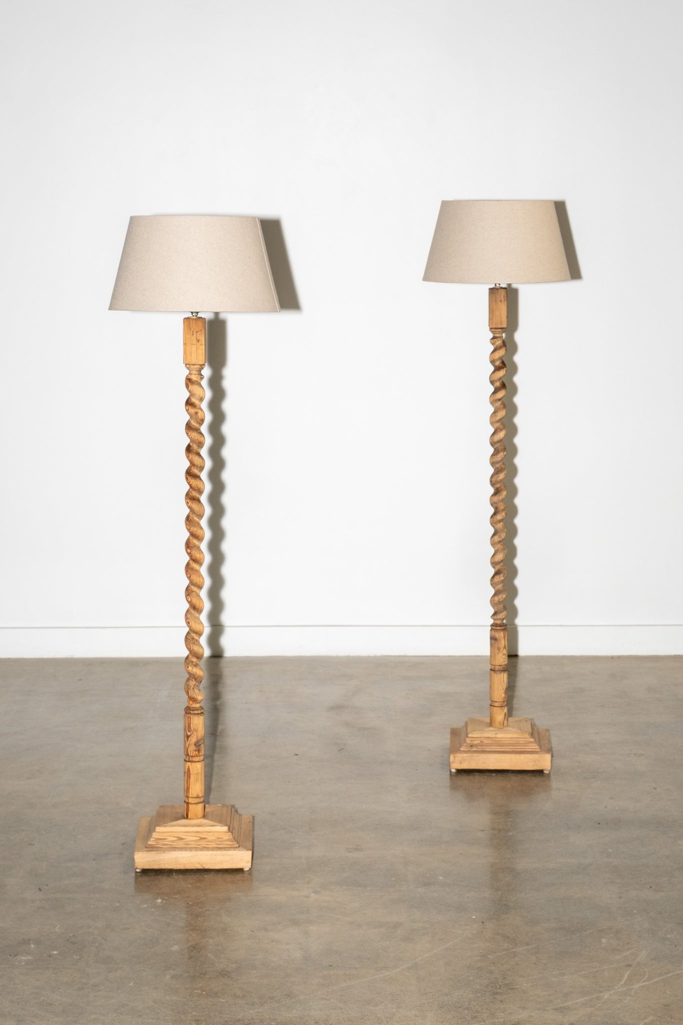 Spiral Carved Wood Floor Lamp