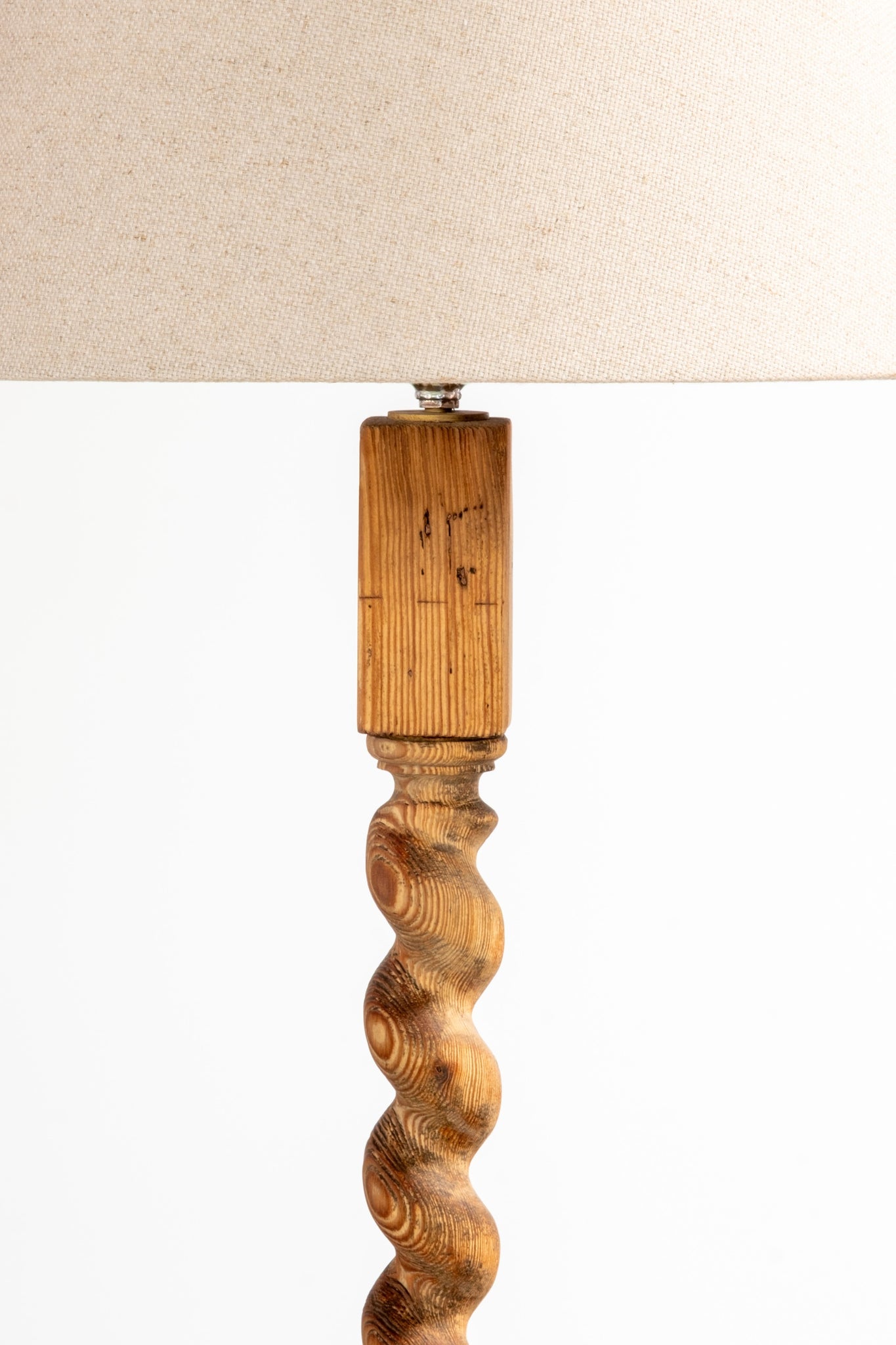 Spiral Carved Wood Floor Lamp