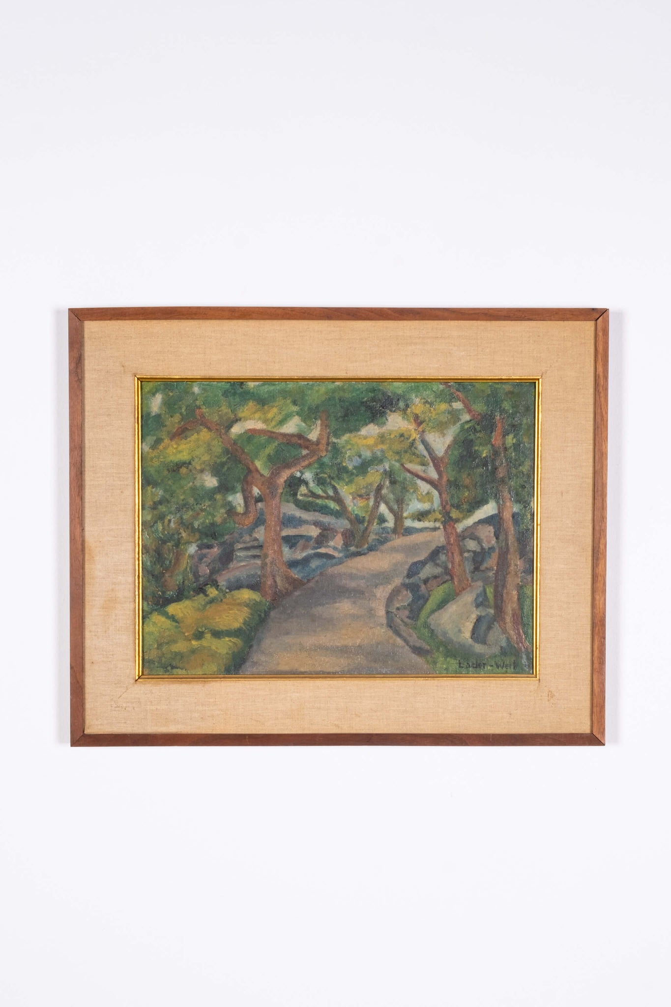 Vintage Painting of Central Park, in wood frame, front view