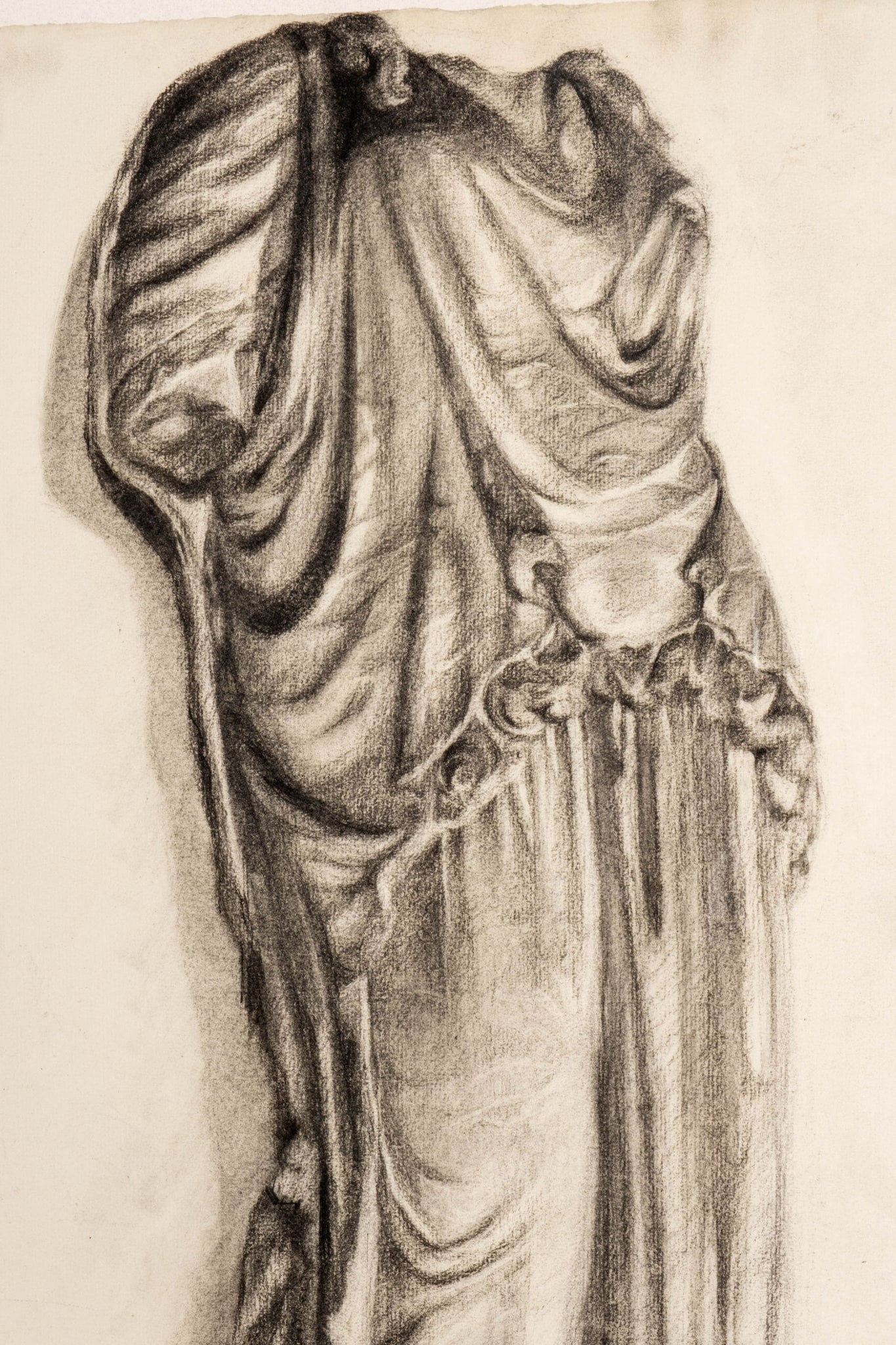 Vintage Charcoal Drawing in Ornate Vintage Carved Wood Frame | Bonne Choice