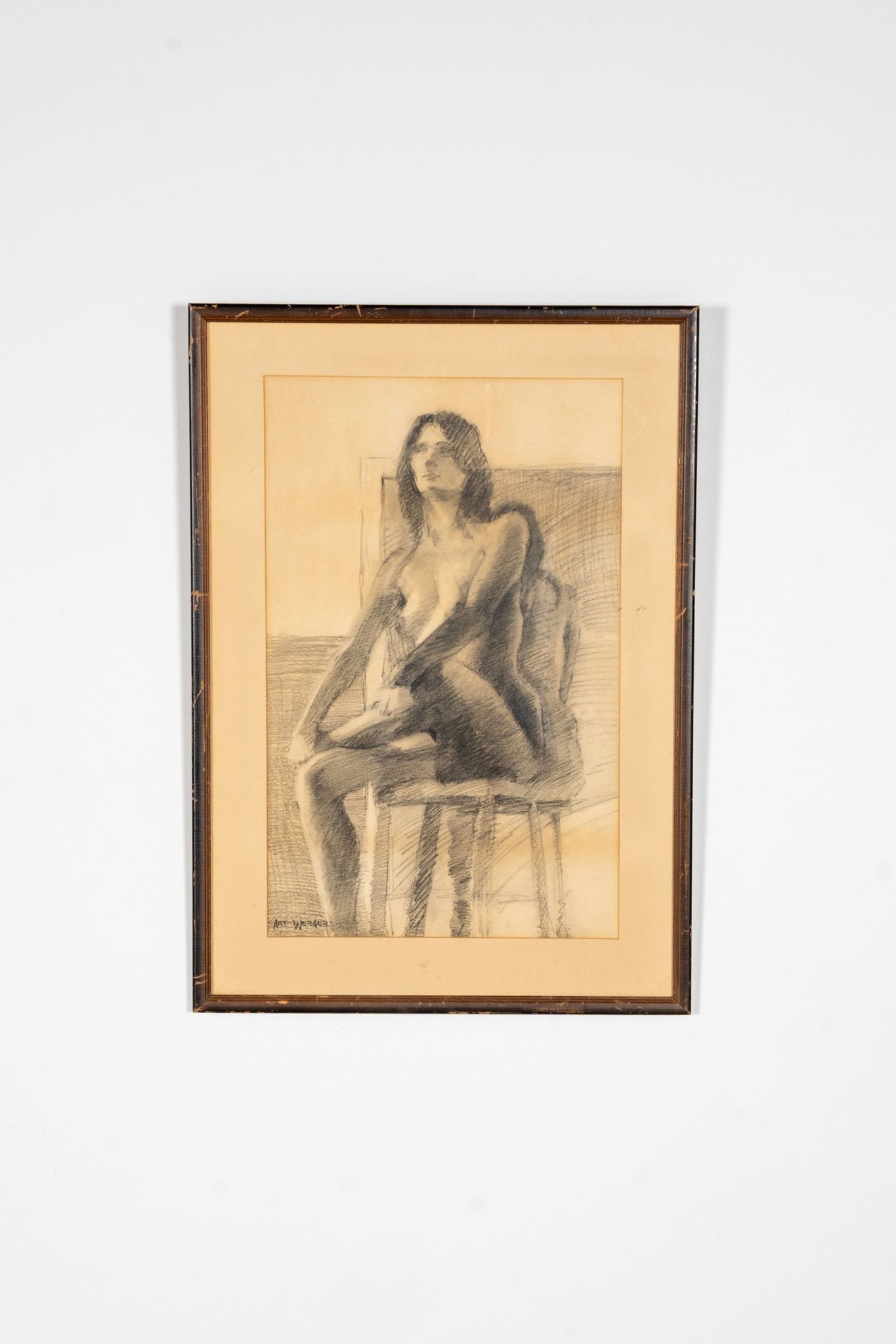 Vintage Framed Charcoal Nude | Bonne Choice