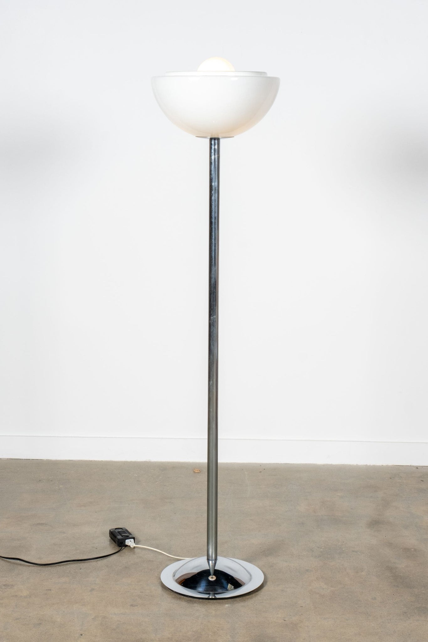 Vintage Chrome Floor Lamp with Glass Shade | Bonne Choice