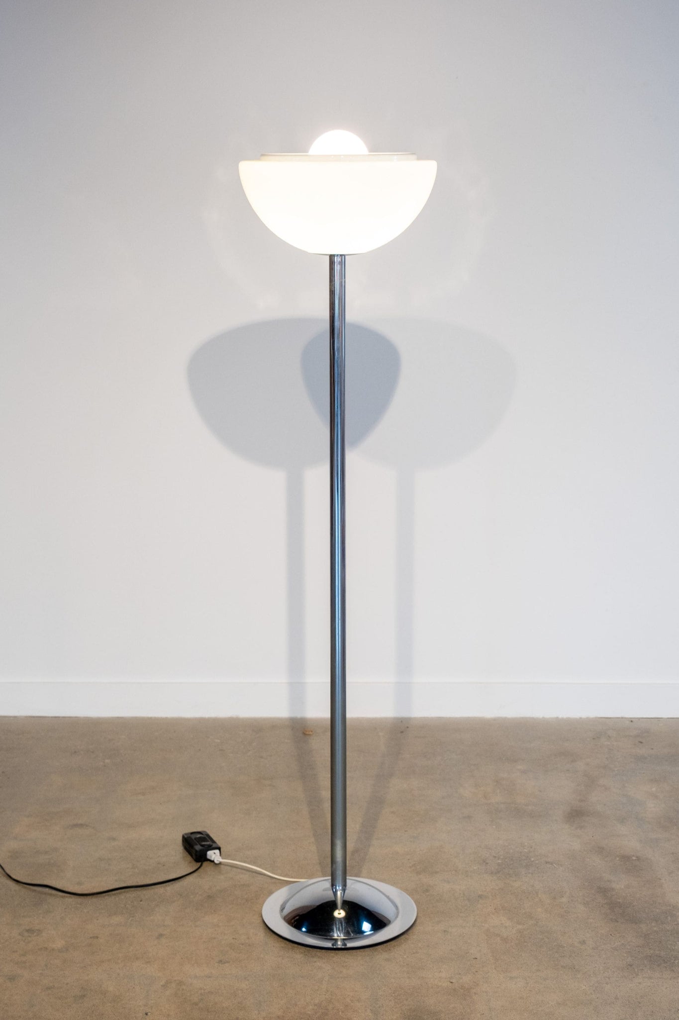 Vintage Chrome Floor Lamp with Glass Shade | Bonne Choice